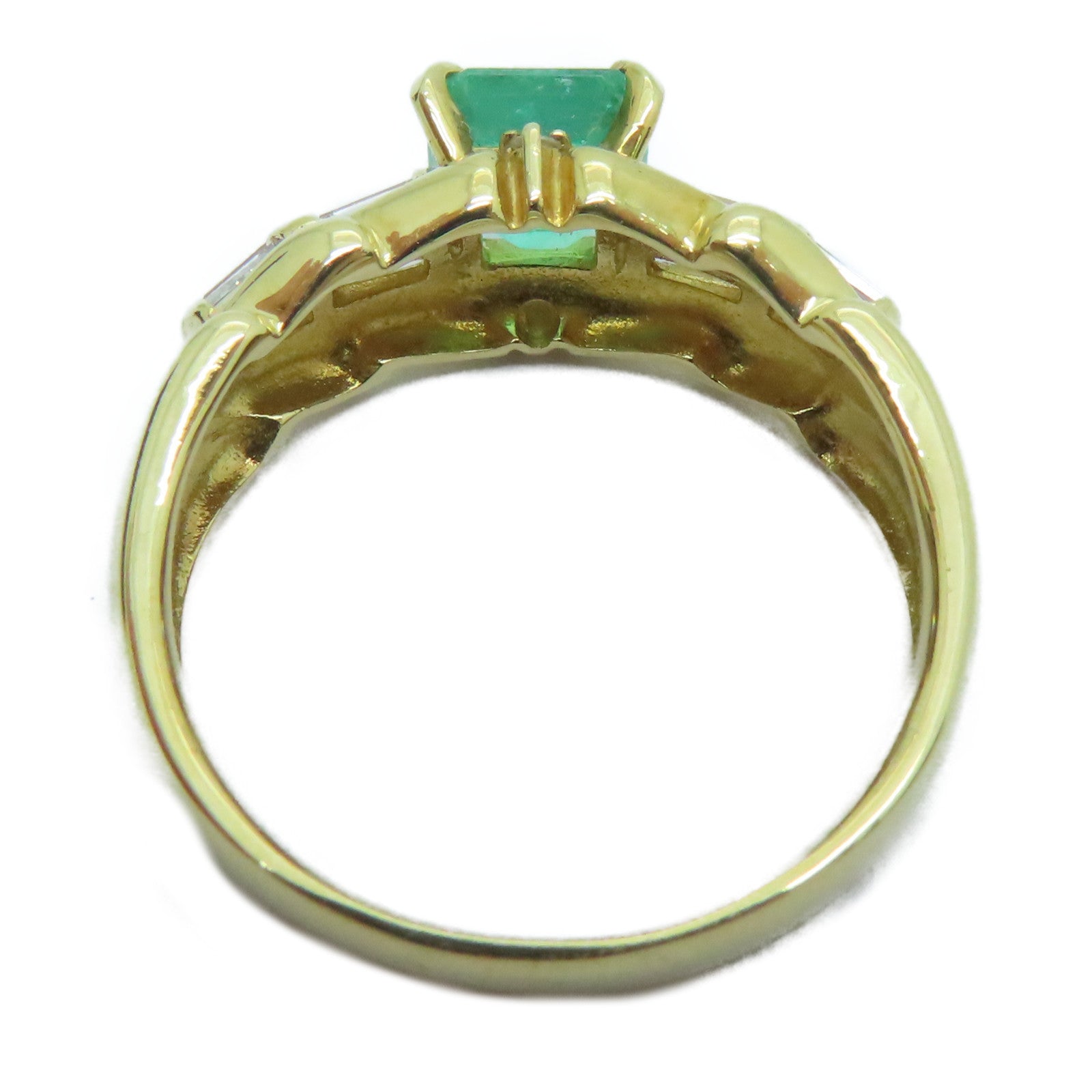 JEWELRY 【激减优惠】18K黄金Emerald Ring 0.70ct绿宝石/0.30ct钻石戒指US#7