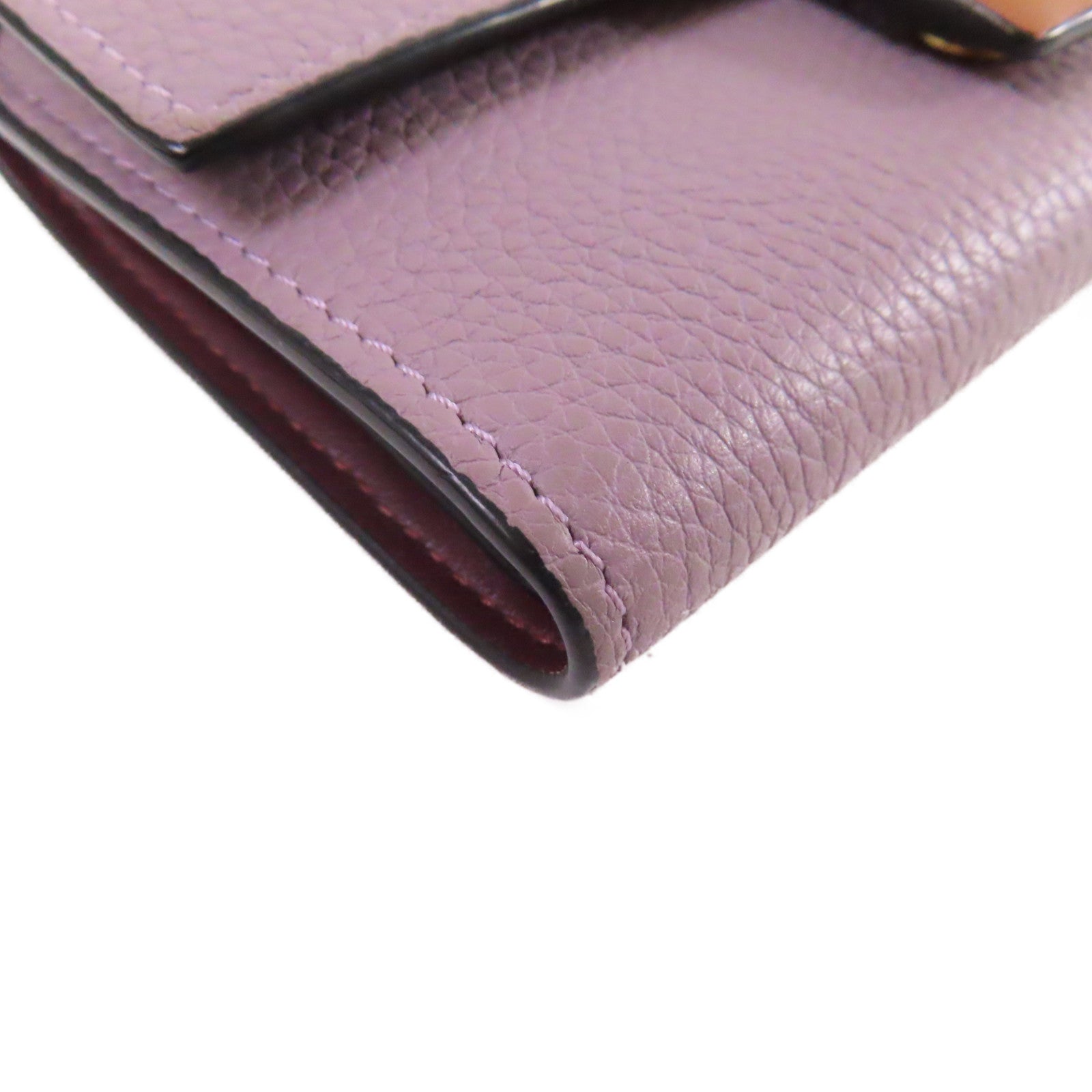 LOEWE 牛皮皮革Vertical Small wallet金扣短錢包紫色