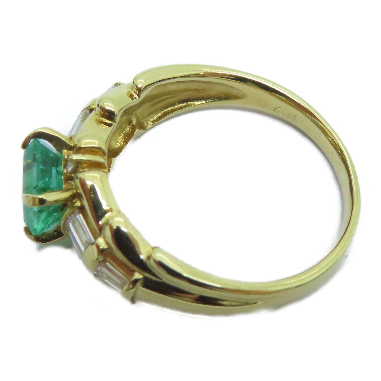 JEWELRY 【激减优惠】18K黄金Emerald Ring 0.70ct绿宝石/0.30ct钻石戒指US#7