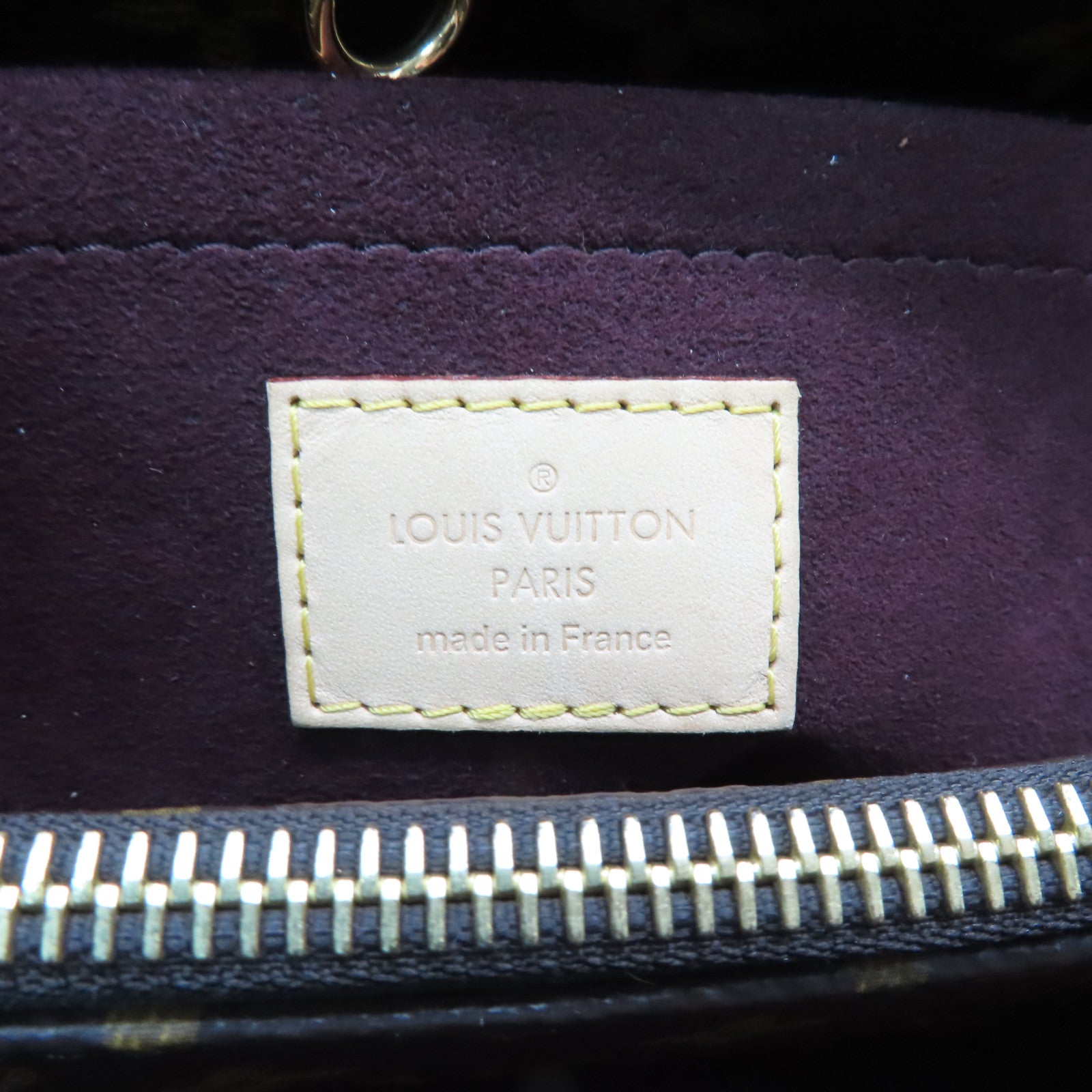 LOUIS VUITTON Monogram Montaigne MM gold buckle handle shoulder bag brown