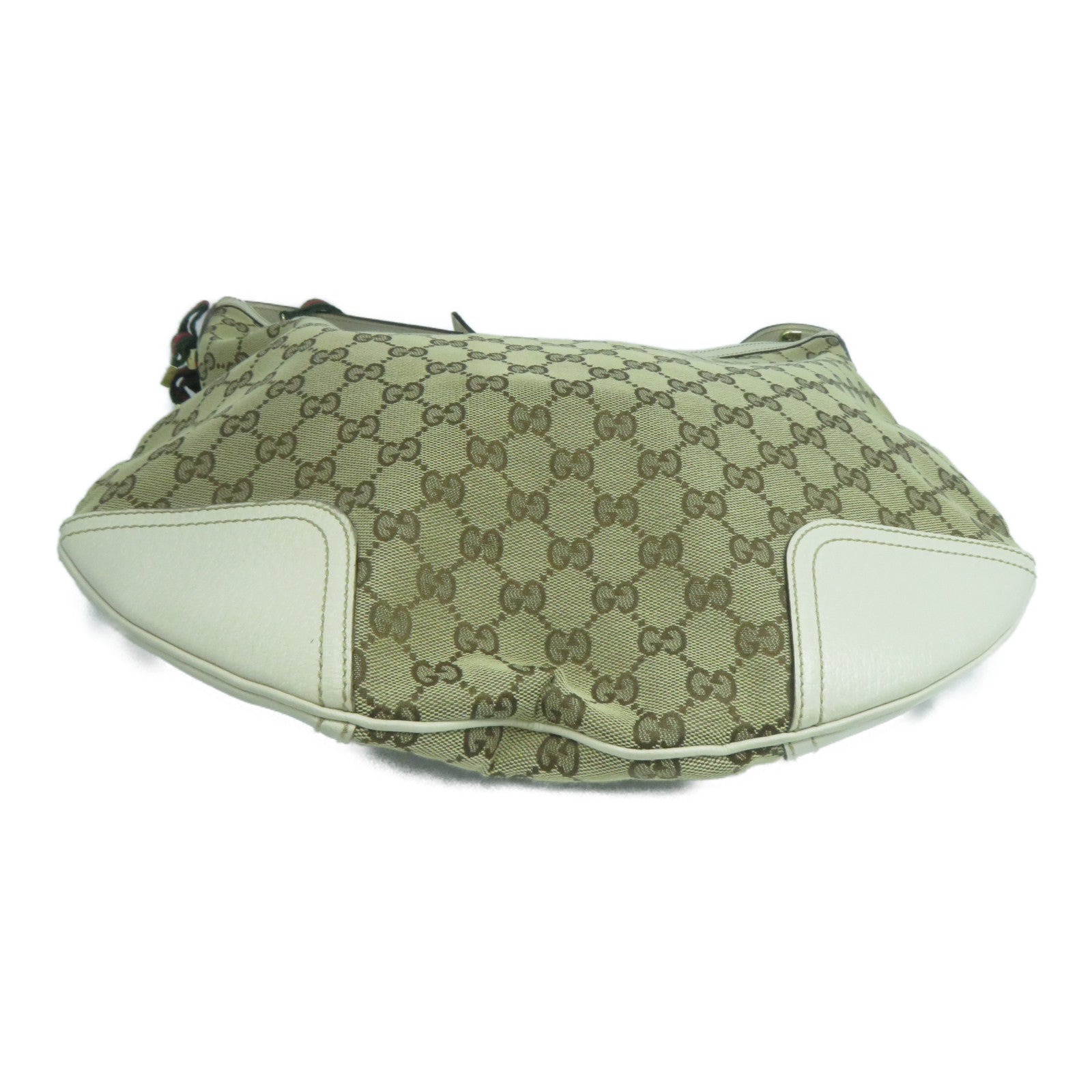 GUCCI 帆布/牛皮皮革Shoulder Bag金扣肩背袋啡色/白色