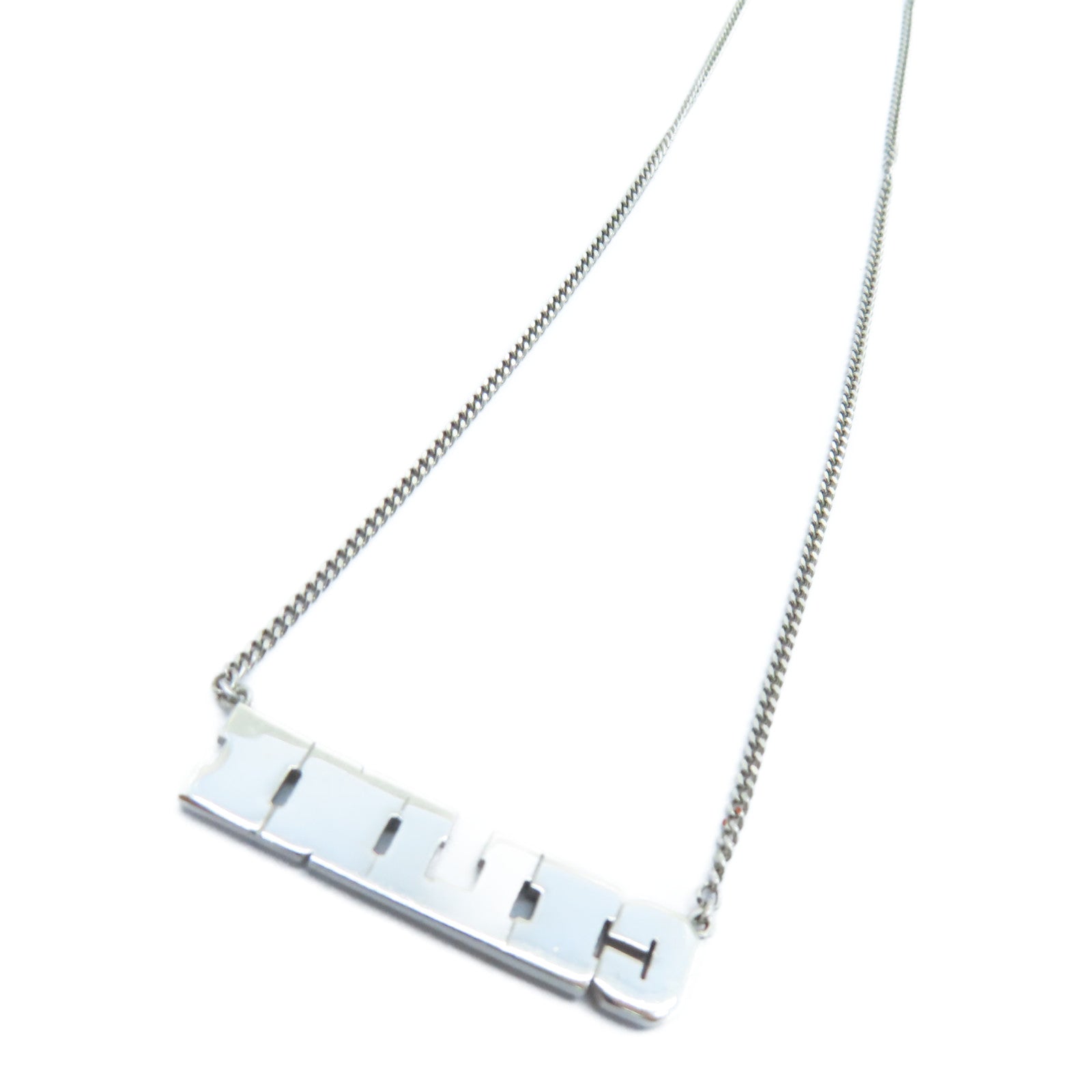 CELINE 925 Sterling Silver Necklace Homme Necklace Silver Buckle Black