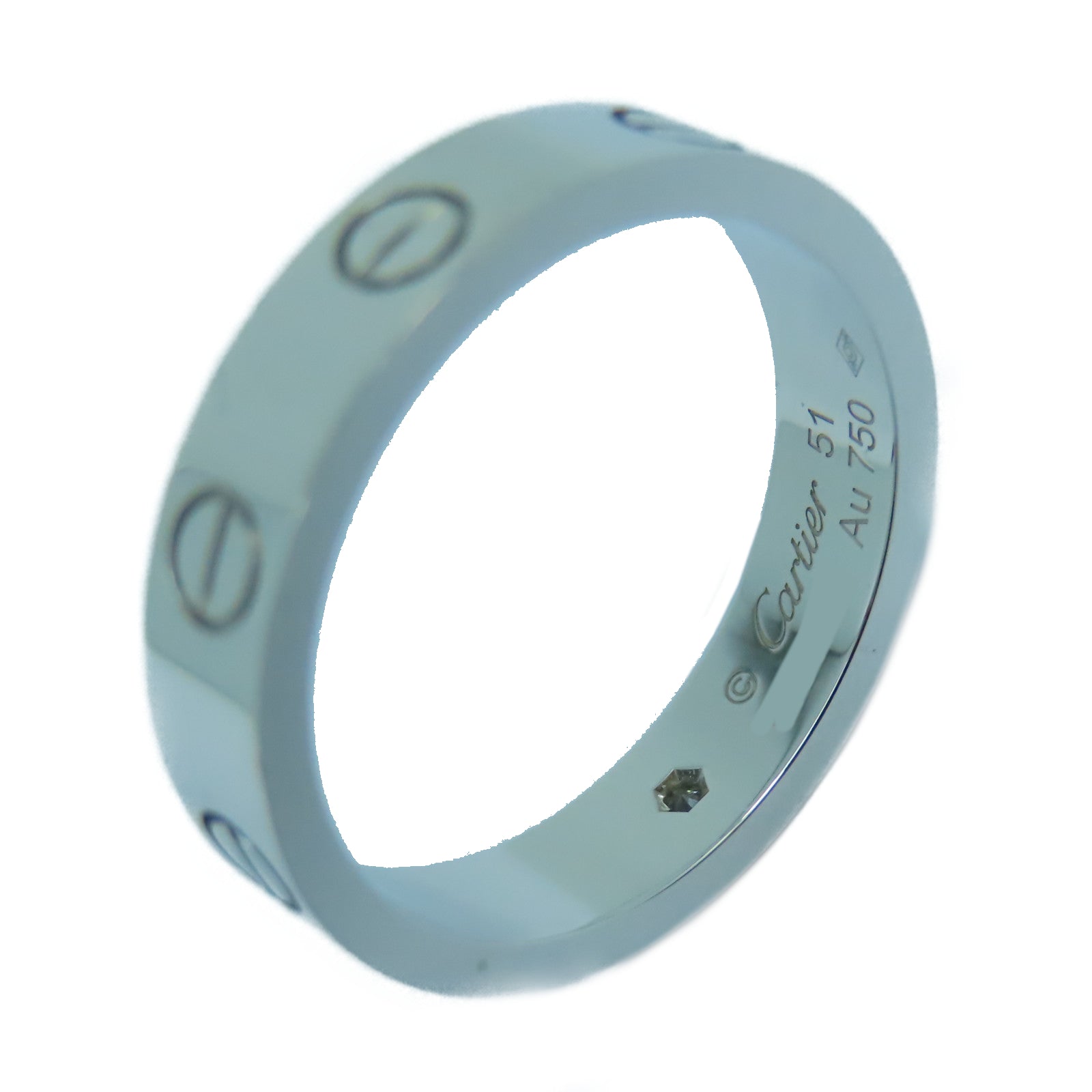 CARTIER 18K白金Love Ring鑽石戒指Cartier#51/US#5.5