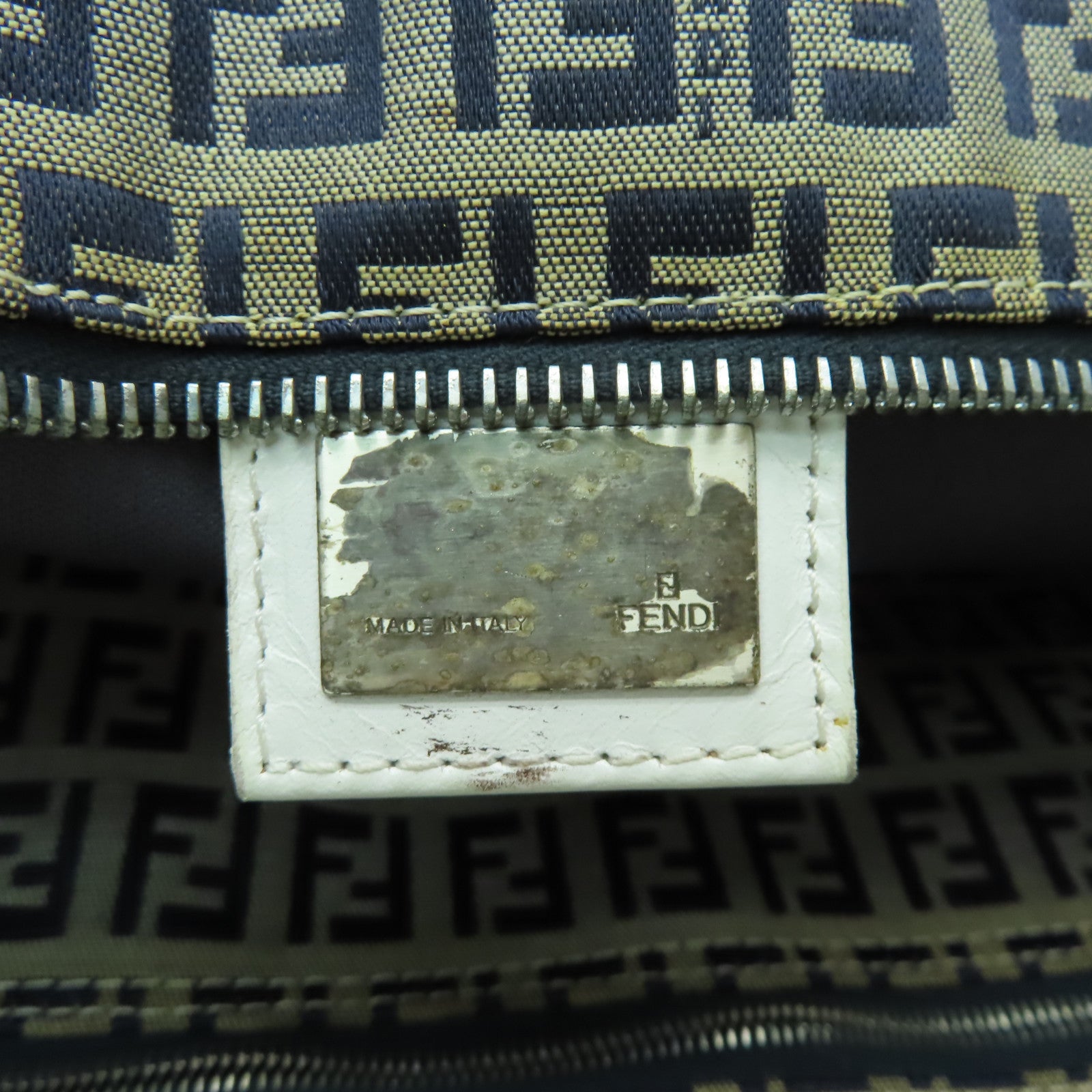 FENDI 帆布Tote Bag銀扣肩背袋啡色