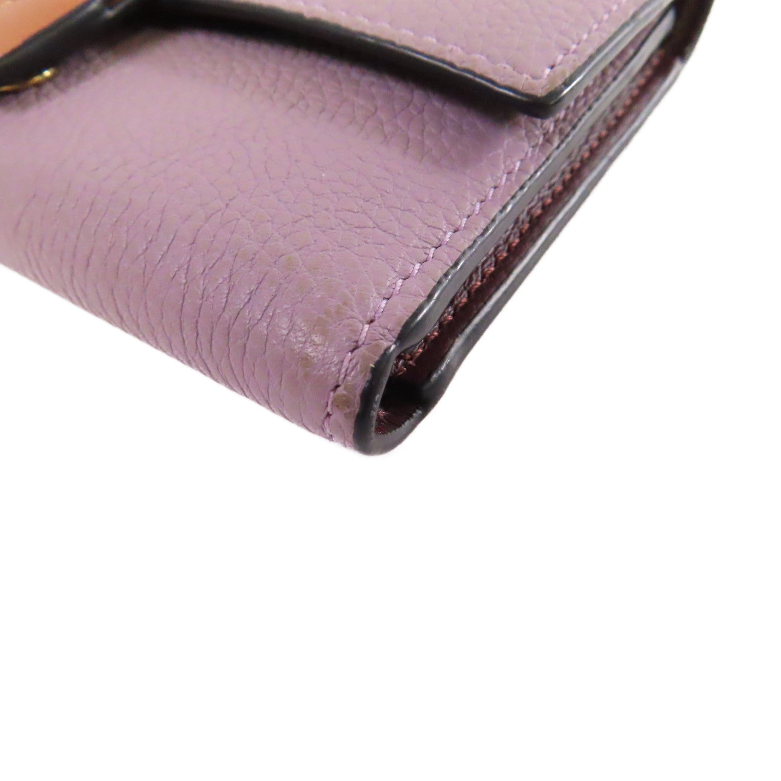 LOEWE 牛皮皮革Vertical Small wallet金扣短錢包紫色