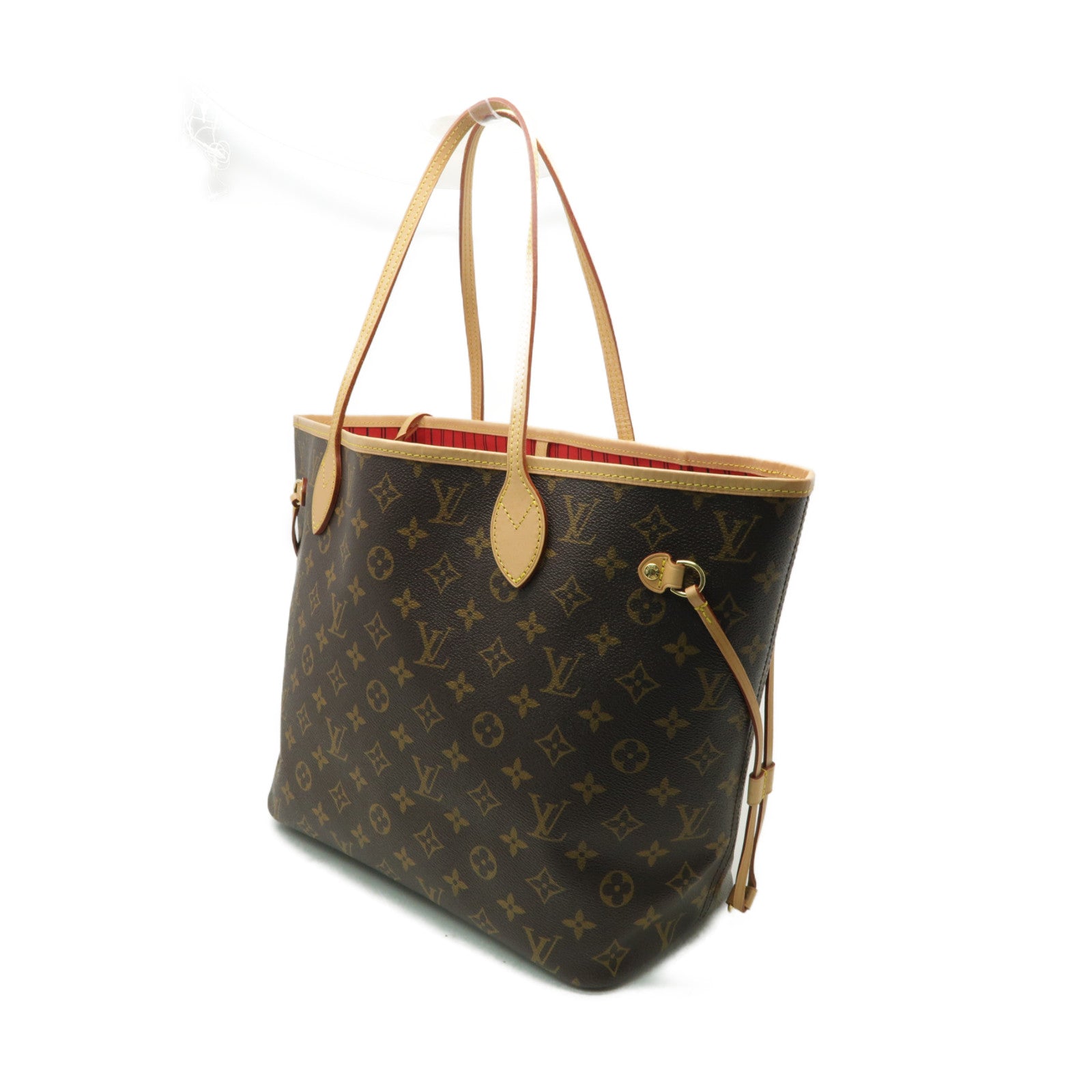 LOUIS VUITTON Monogram Neverfull MM金扣手挽袋啡色
