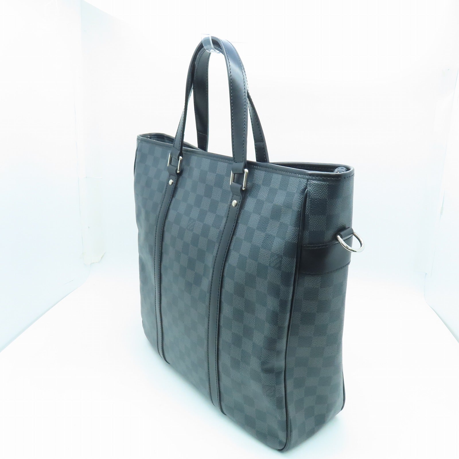 LOUIS VUITTON Damier Graphite Tadao銀扣手挽肩背兩用袋黑色灰色