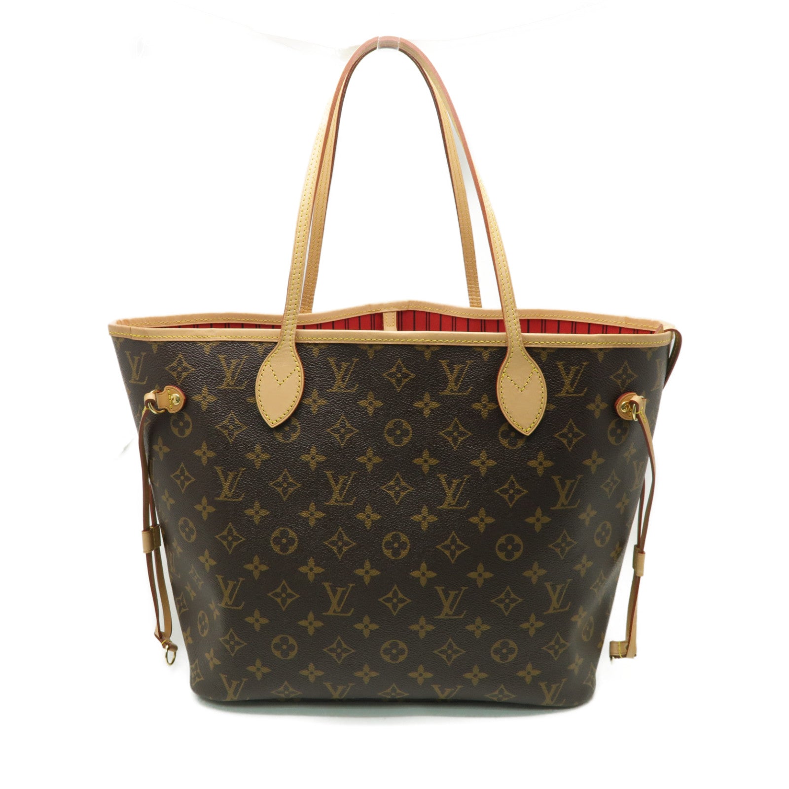 LOUIS VUITTON Monogram Neverfull MM金扣手挽袋啡色