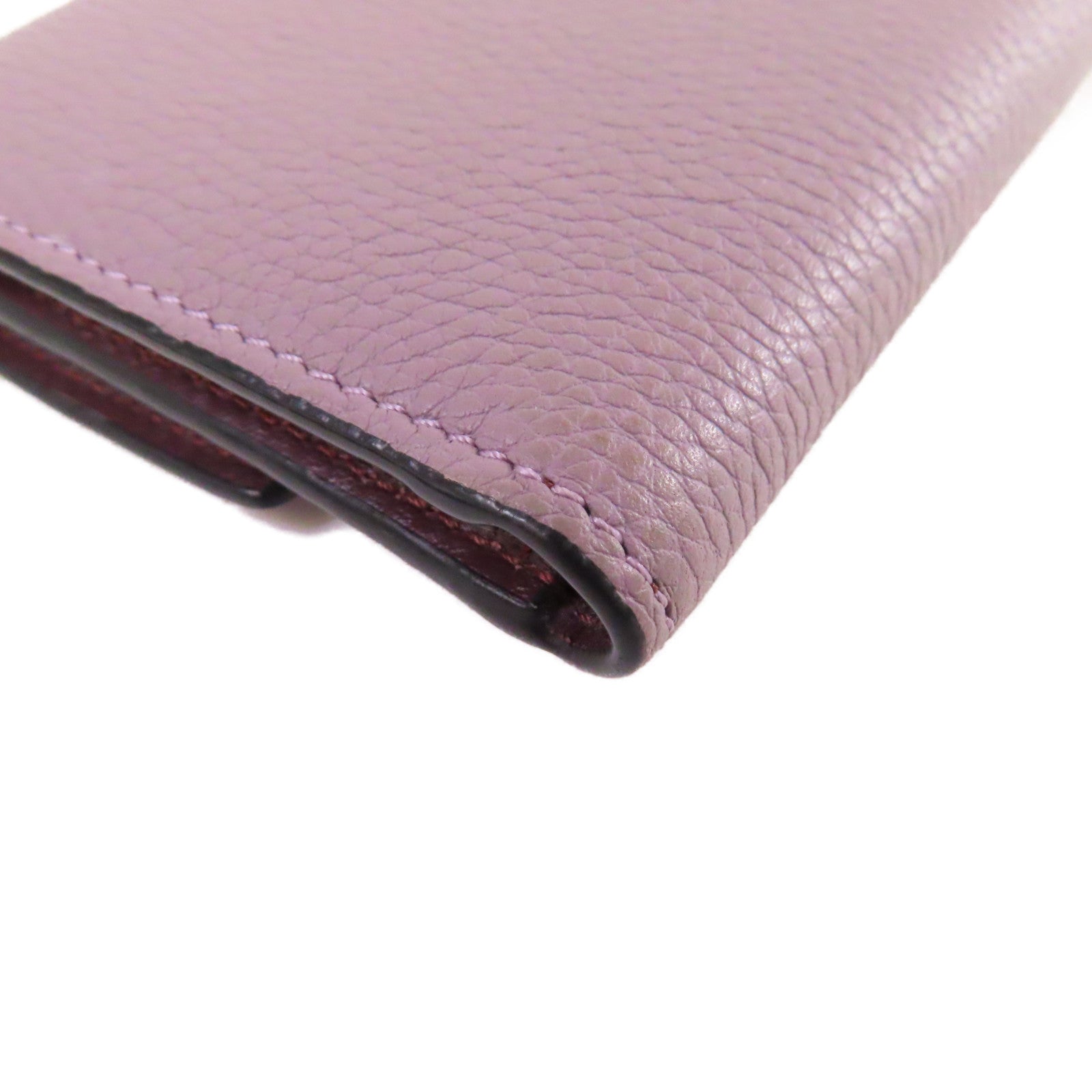 LOEWE 牛皮皮革Vertical Small wallet金扣短錢包紫色