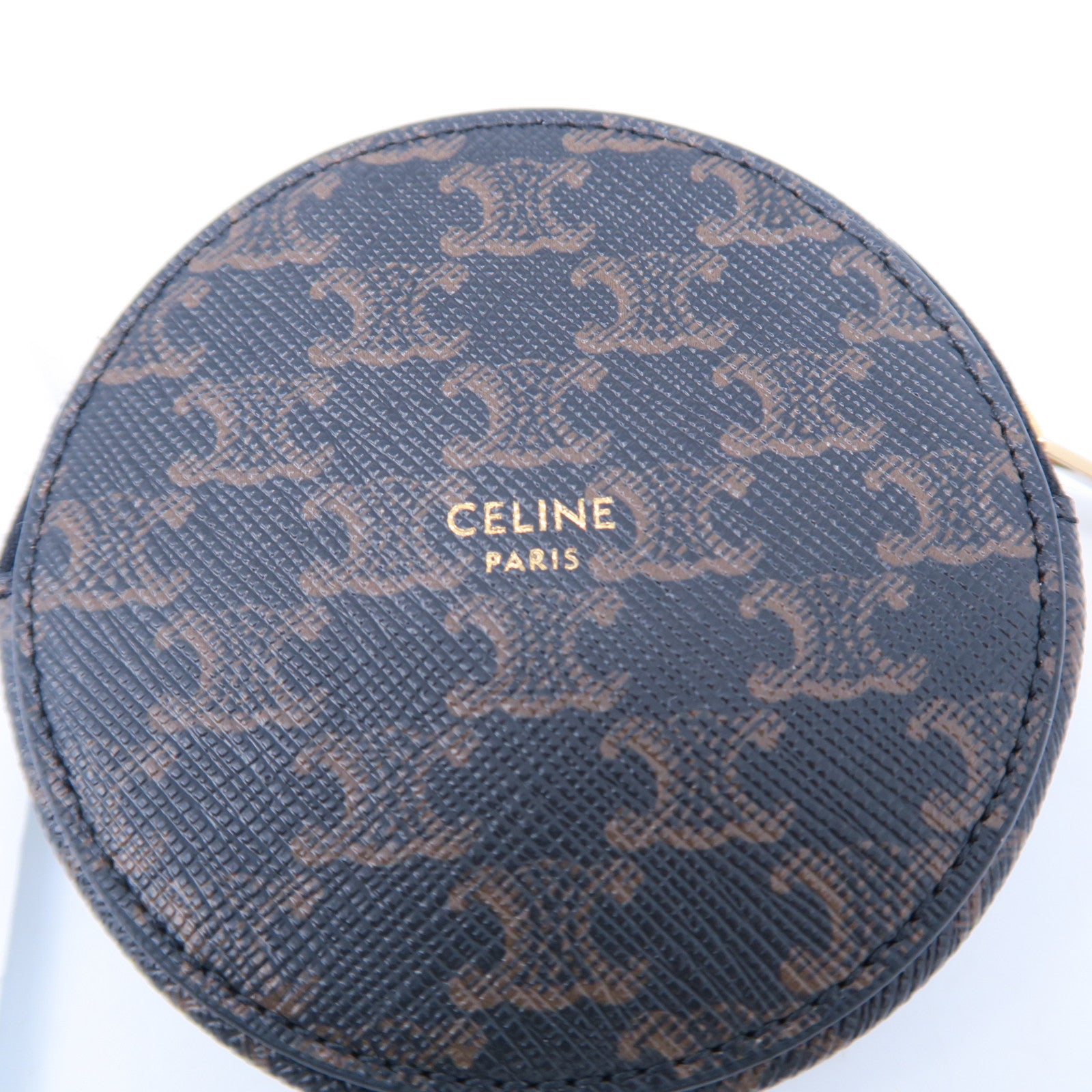CELINE 【激減優惠】塗層帆布Round Pouch金扣零錢包啡色