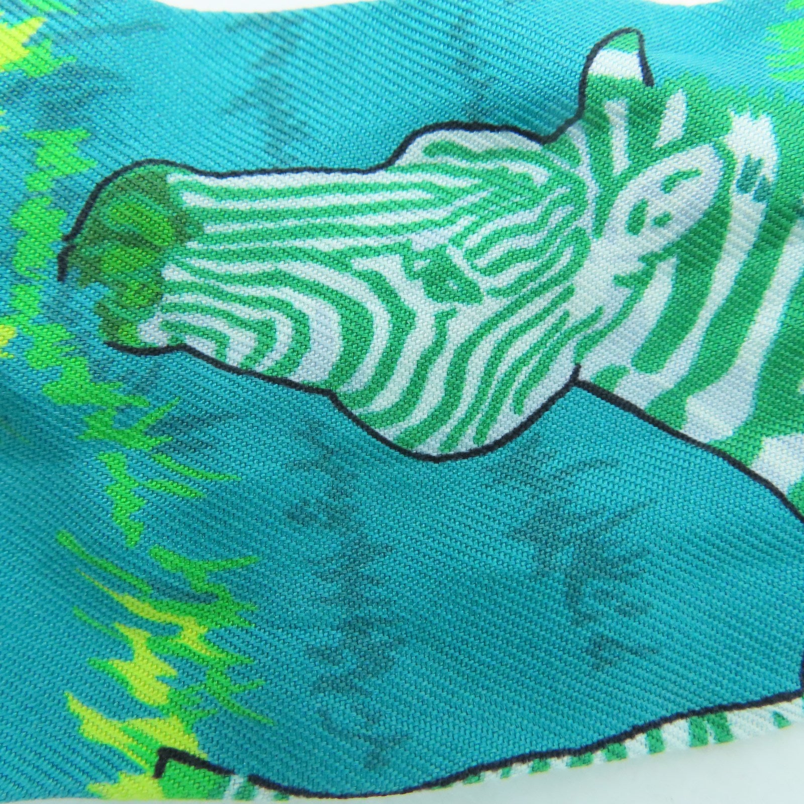 HERMES 絲質Twilly絲巾藍色/綠色