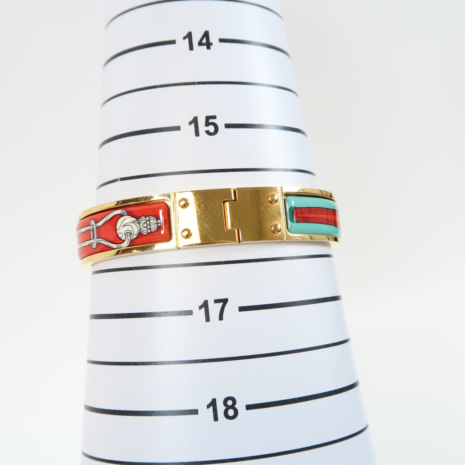 HERMES 金屬Charniere Bracelet金扣手鐲紅色/藍色