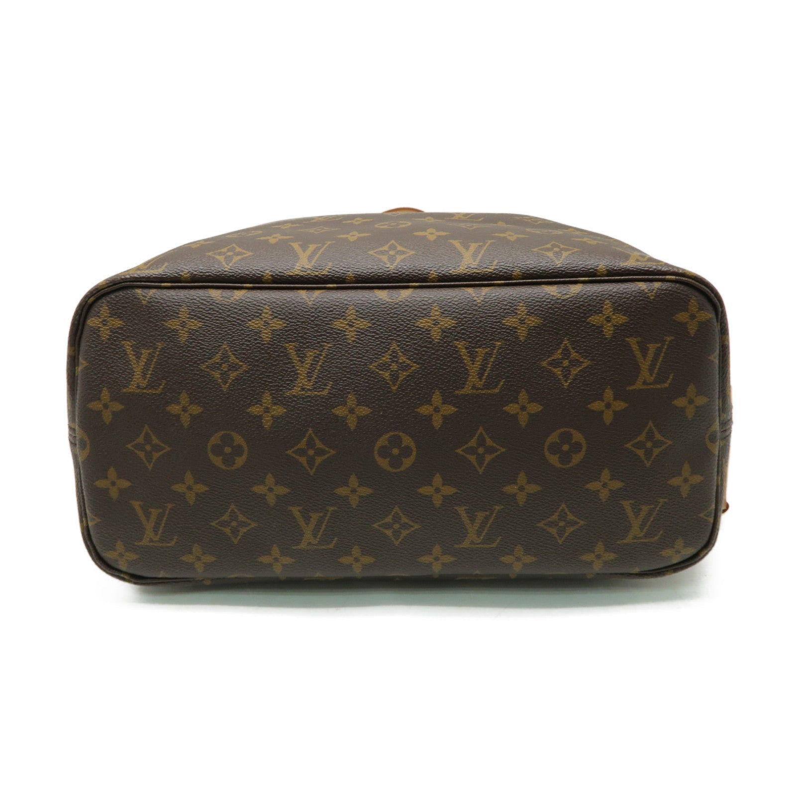 LOUIS VUITTON Monogram Neverfull MM金扣手挽袋啡色