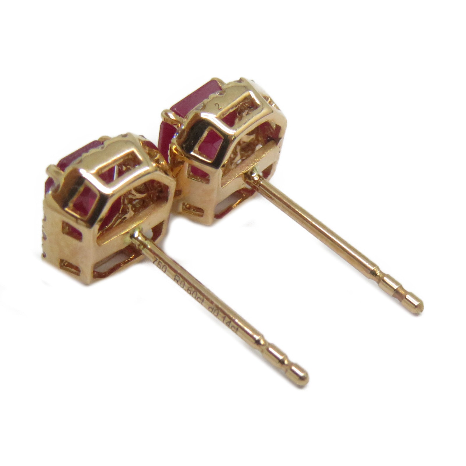 JEWELRY 18K玫瑰金Ruby Diamond Earrings 1.20ct紅寶石/0.28ct鑽石耳環