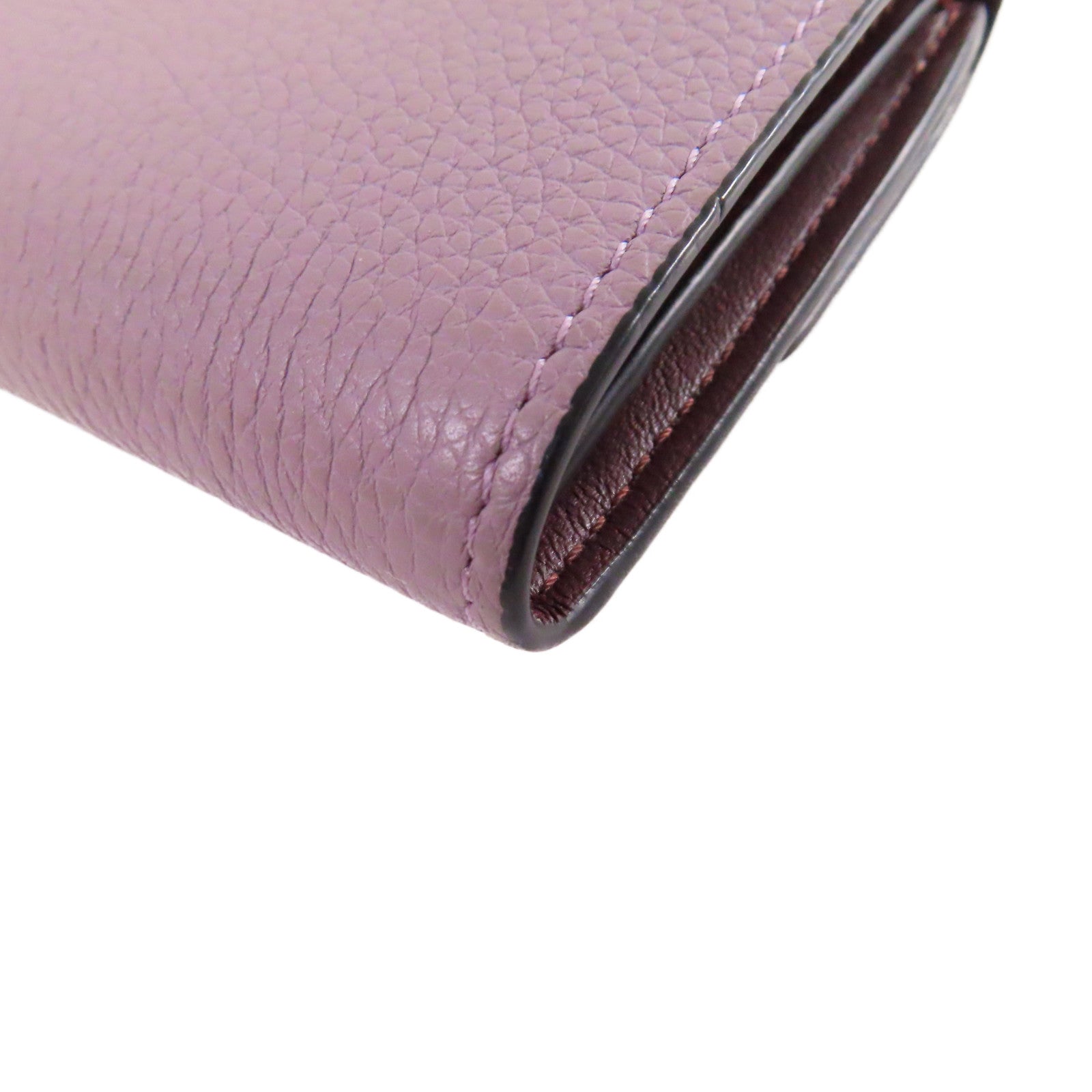 LOEWE 牛皮皮革Vertical Small wallet金扣短錢包紫色