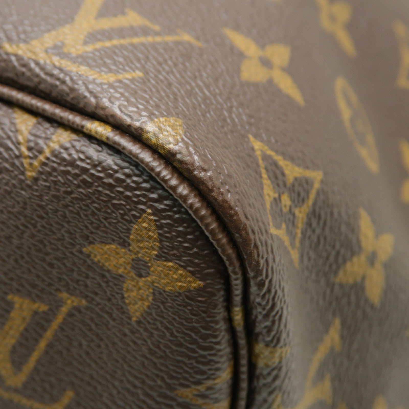 LOUIS VUITTON Monogram Neverfull MM金扣手挽袋啡色