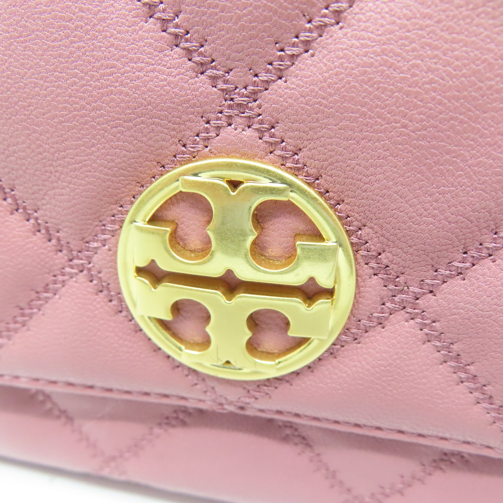 Tory Burch 牛皮皮革Shoulder Bag金扣鏈帶肩背袋粉紅色
