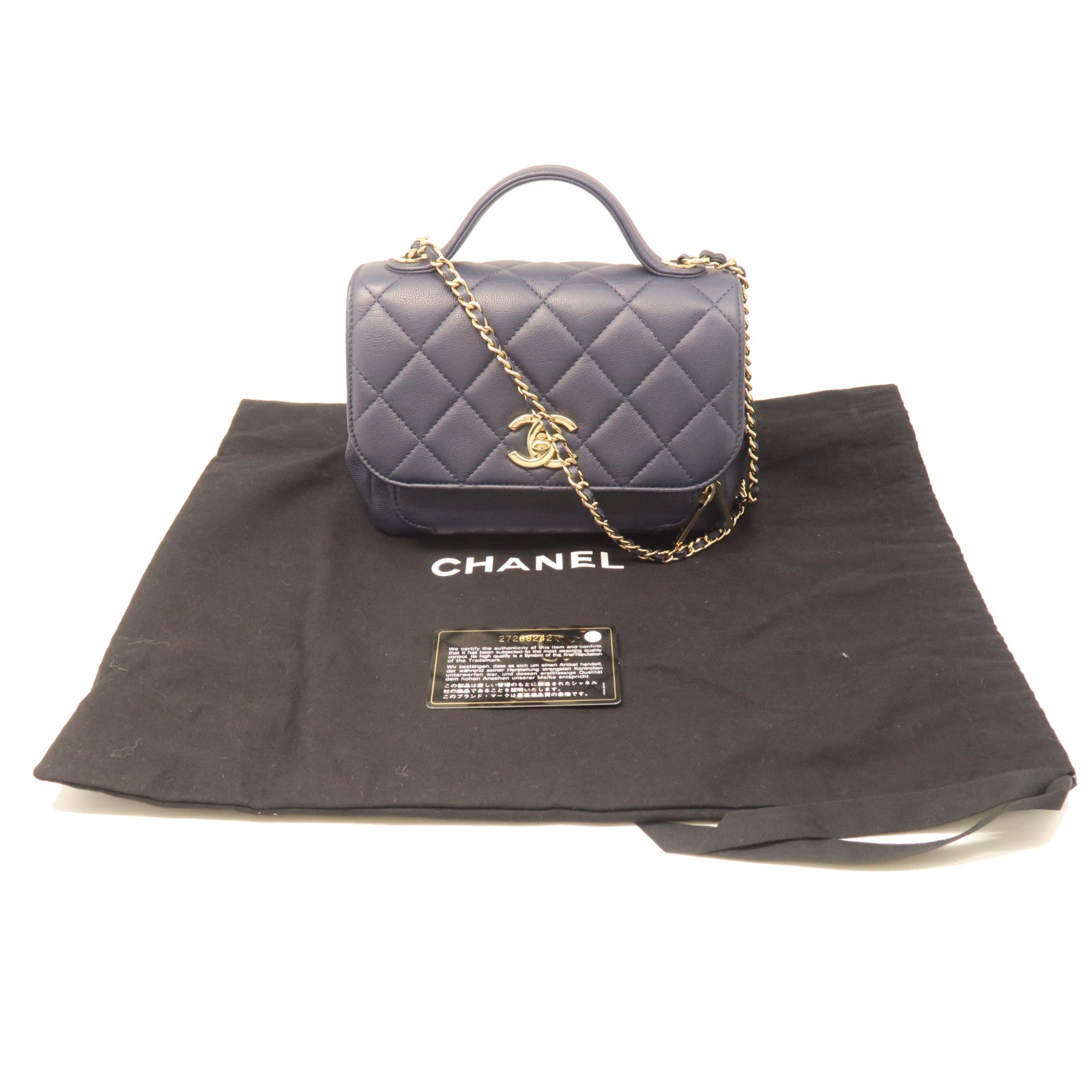 CHANEL rhombic cowhide leather Chain Shoulder gold buckle chain shoulder bag blue