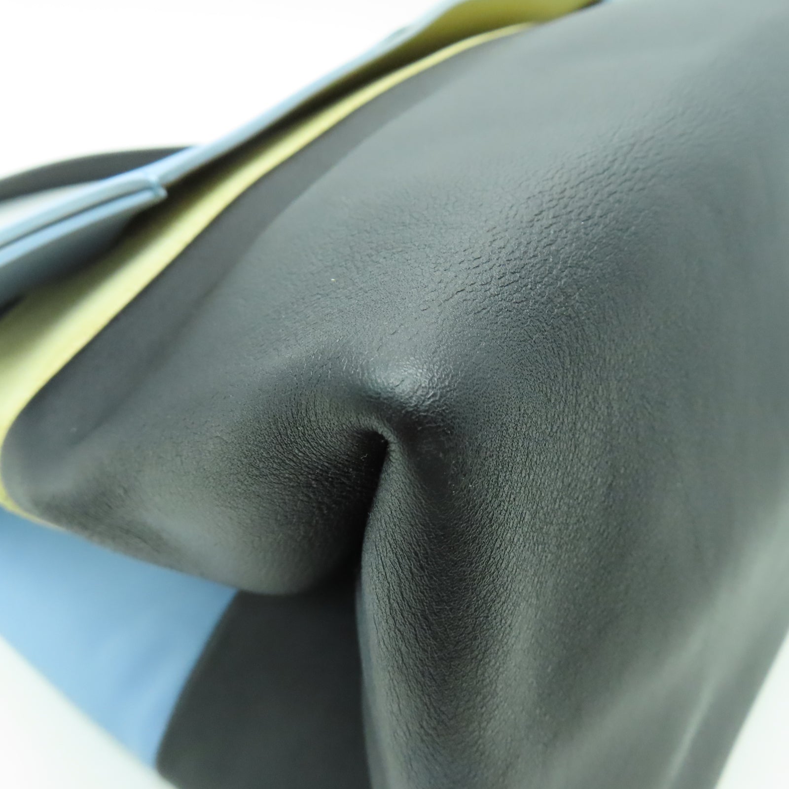 CELINE 牛皮皮革All Soft Bag銀扣肩背袋淺藍色/黑色