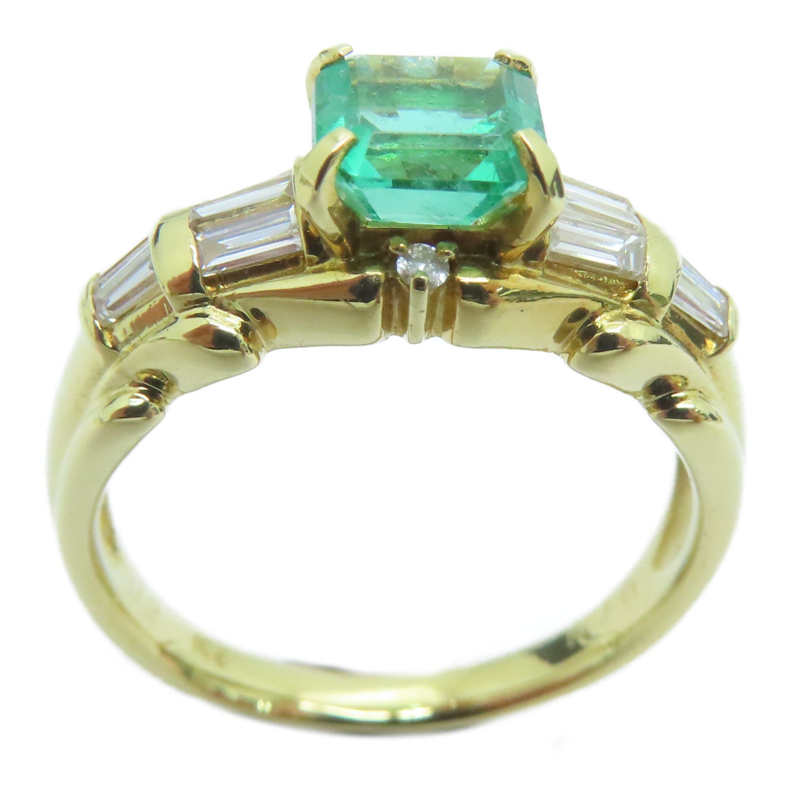 JEWELRY 【激减优惠】18K黄金Emerald Ring 0.70ct绿宝石/0.30ct钻石戒指US#7