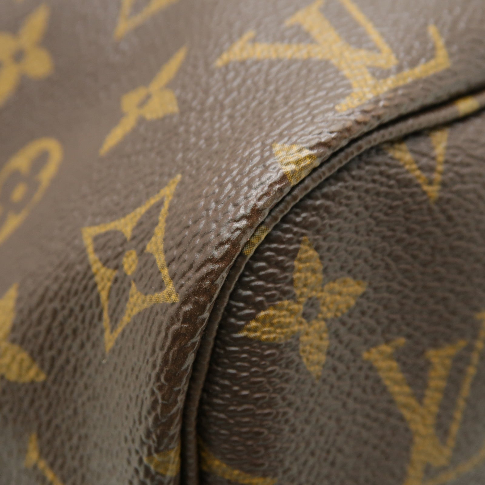LOUIS VUITTON Monogram Neverfull MM金扣手挽袋啡色