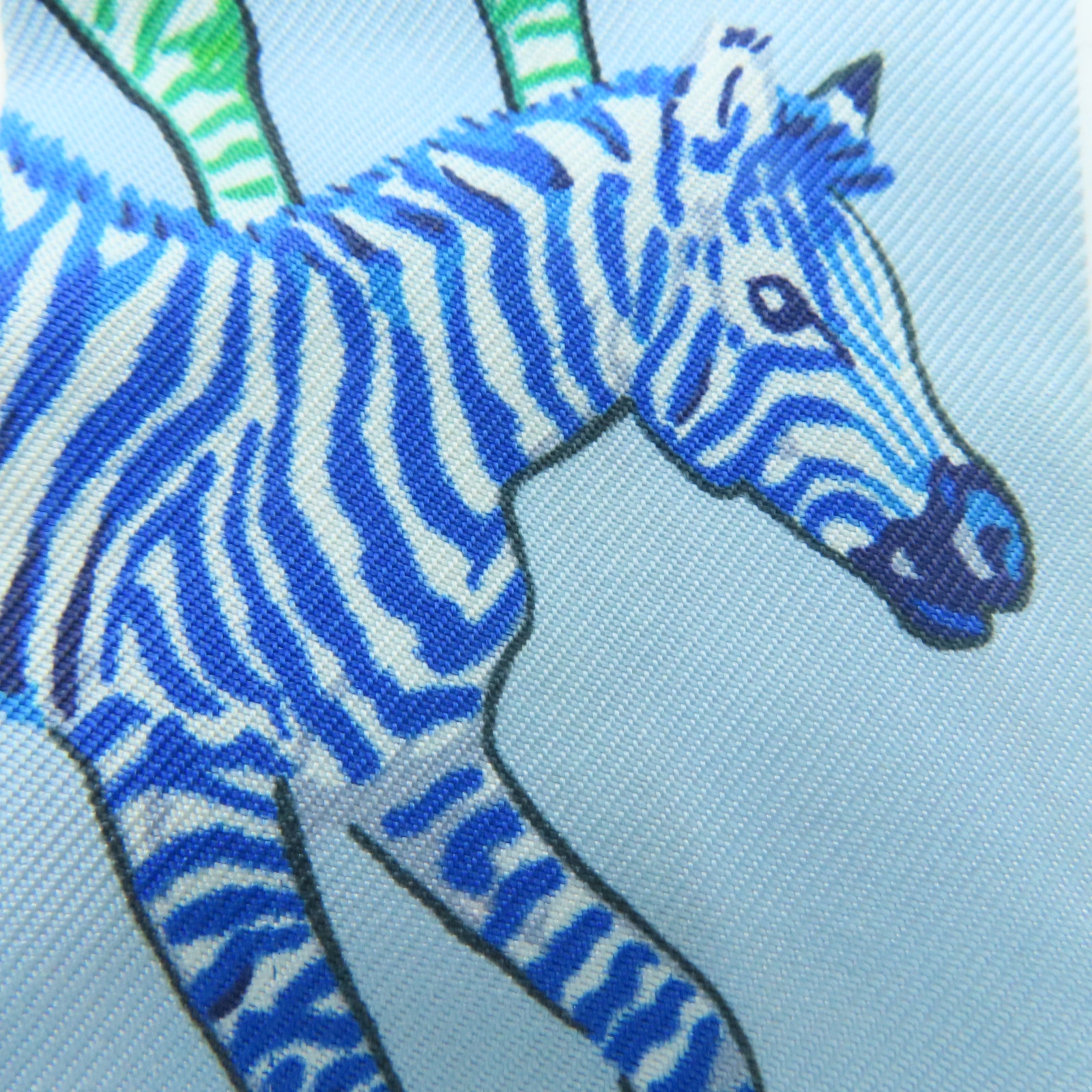 HERMES 絲質Twilly絲巾藍色/綠色