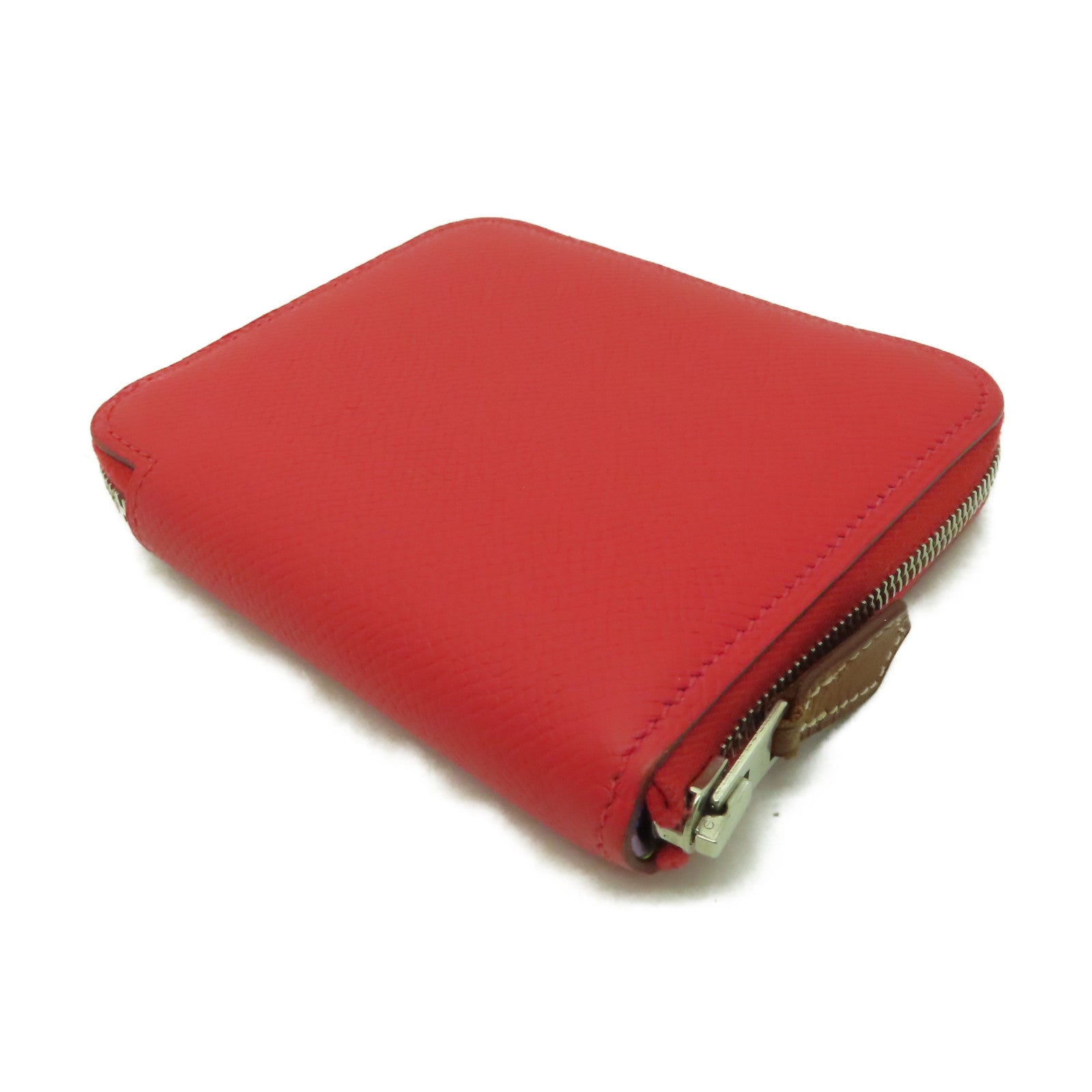 HERMES Epsom皮革Azap Sikin銀扣錢包紅色