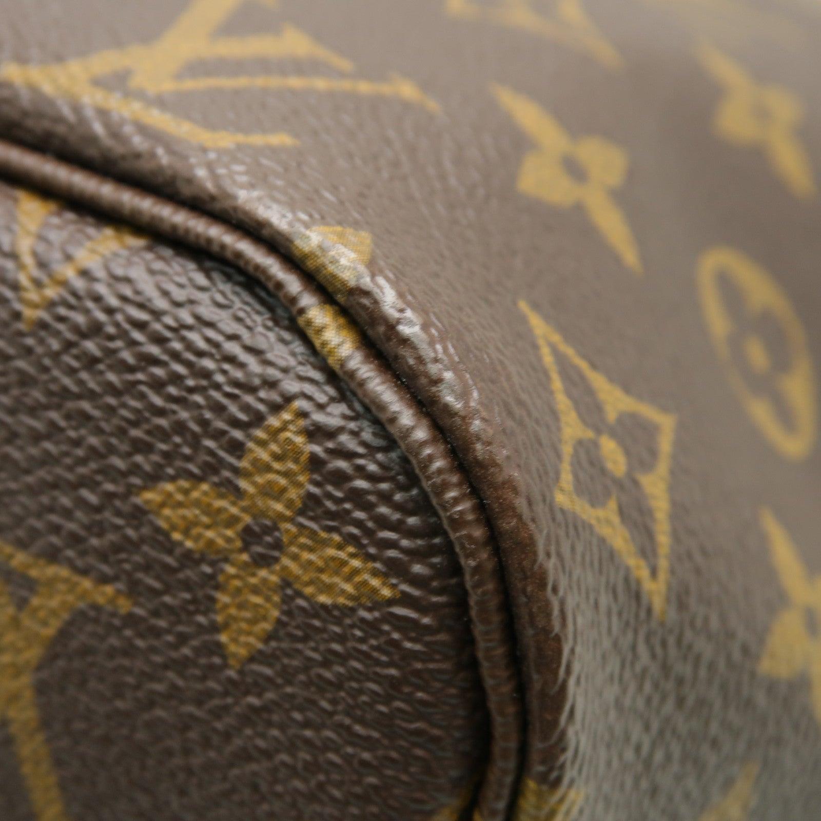 LOUIS VUITTON Monogram Neverfull MM金扣手挽袋啡色