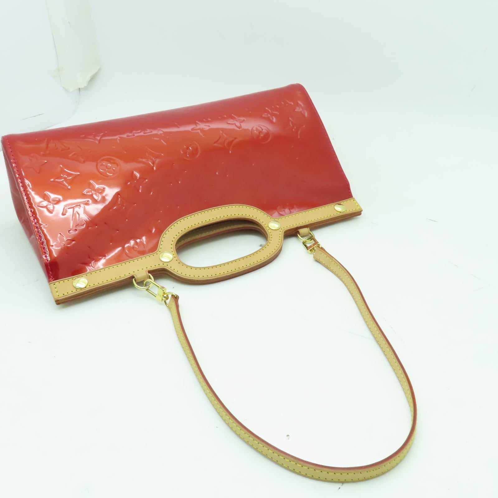 LOUIS VUITTON Monogram Vernis Roxbury Drive金扣手挽肩背兩用袋紅色