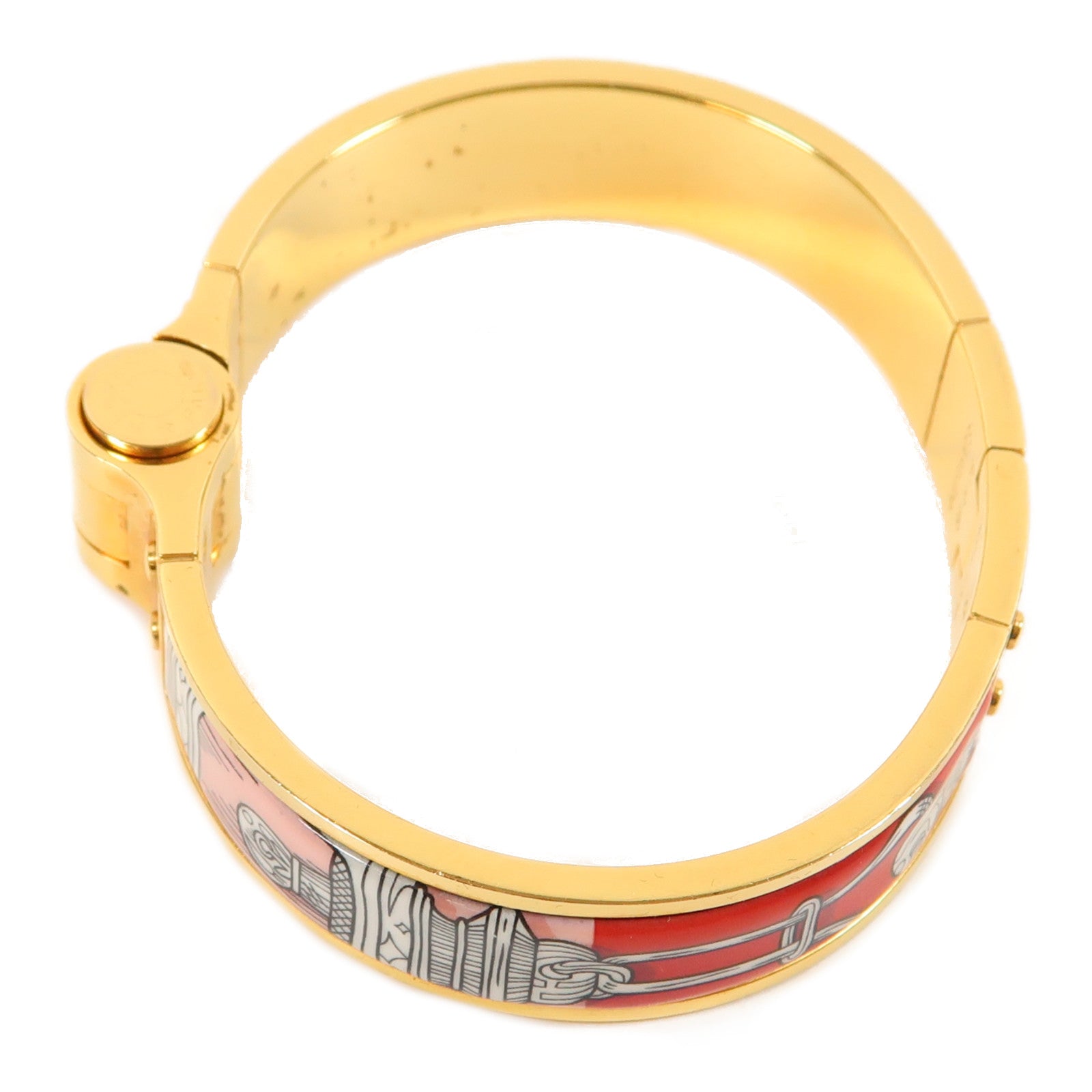 HERMES 金屬Charniere Bracelet金扣手鐲紅色/藍色