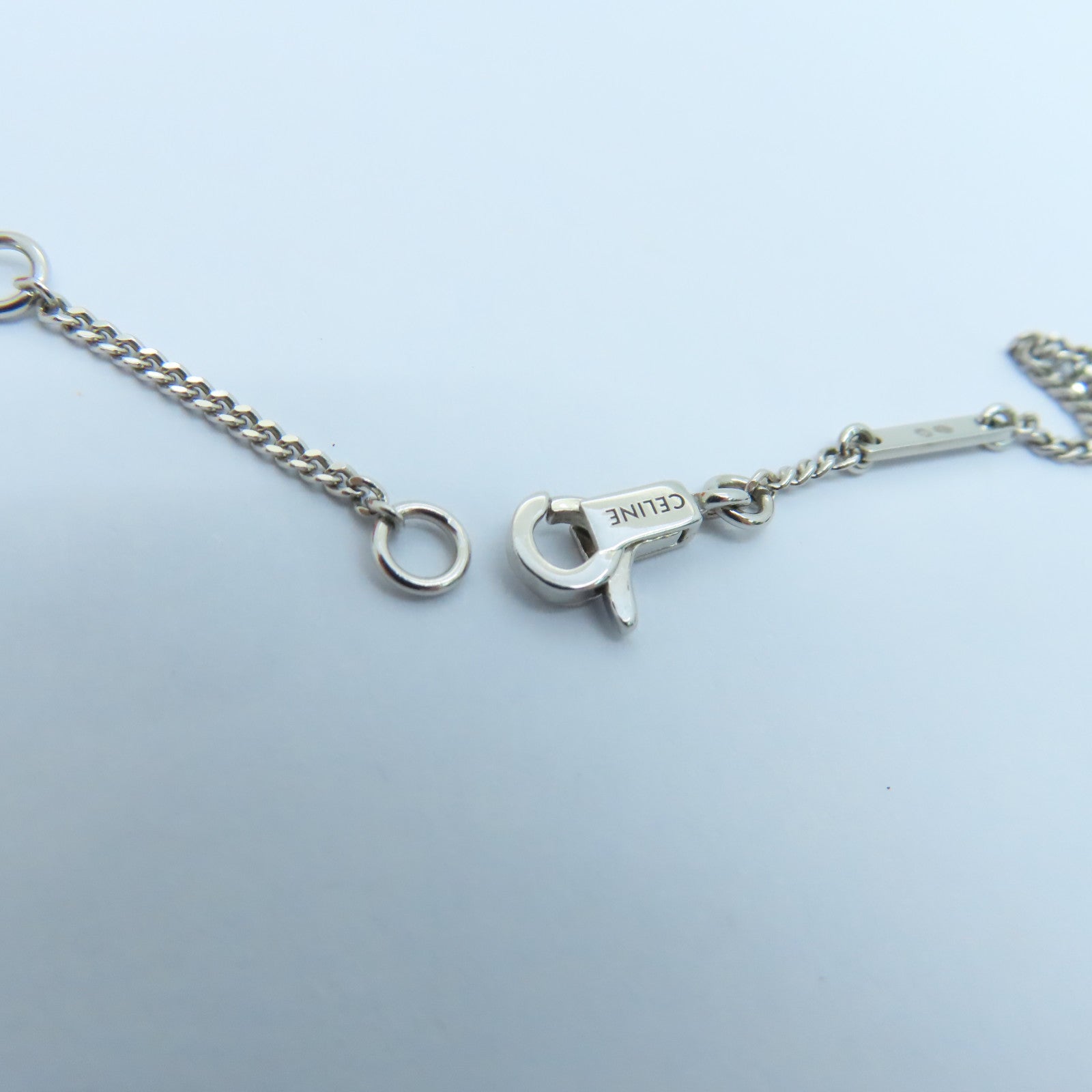CELINE 925 Sterling Silver Necklace Homme Necklace Silver Buckle Black