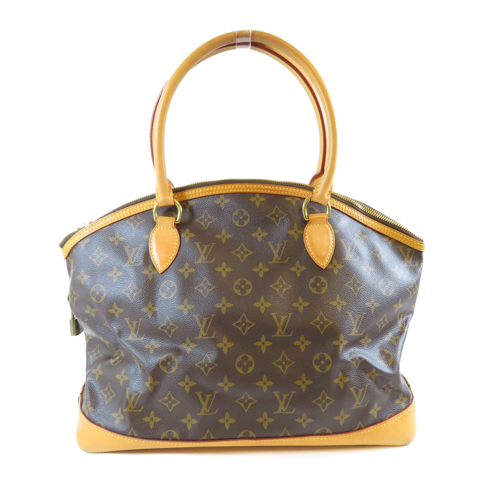 LOUIS VUITTON Monogram Lockit Horizontal金扣手挽袋啡色