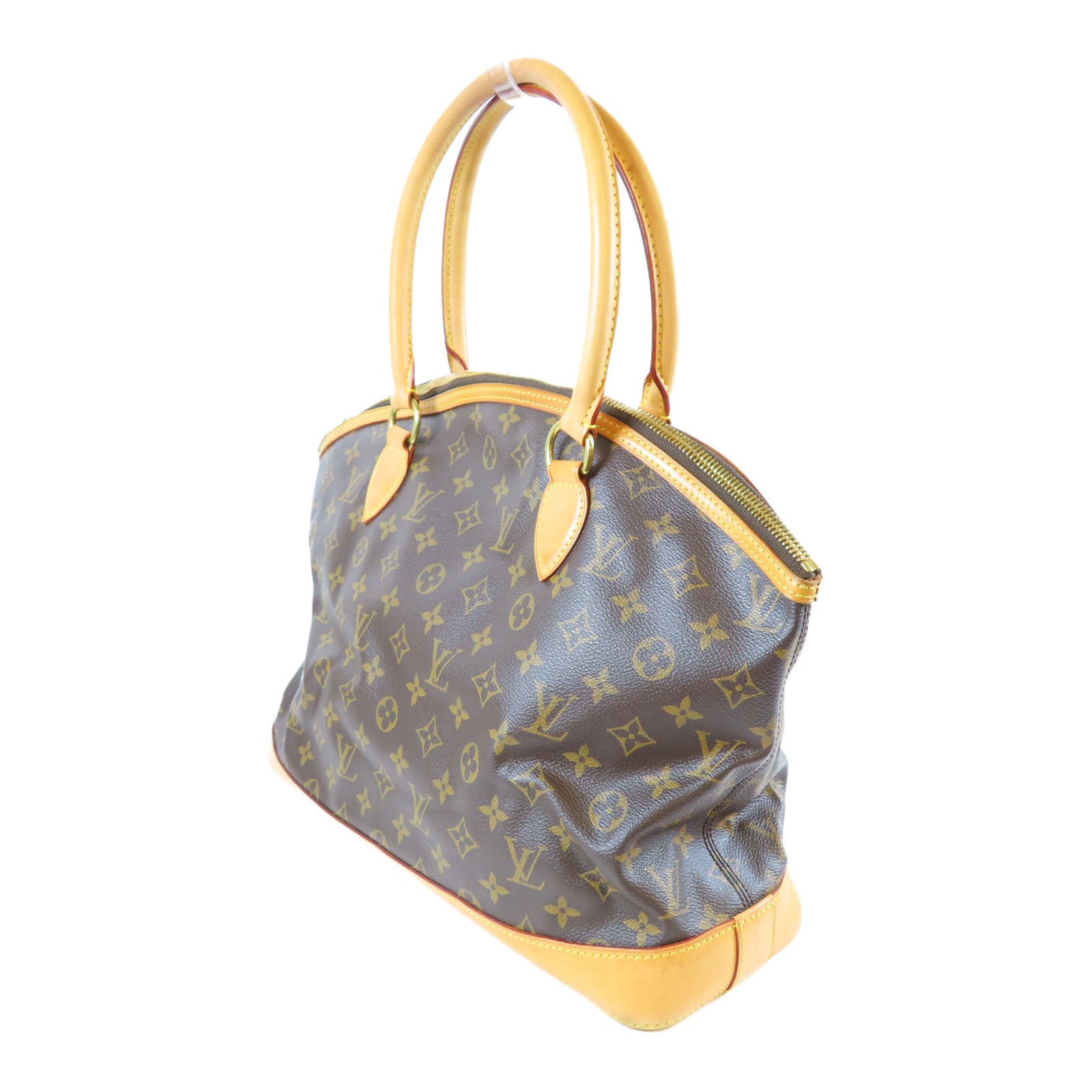 LOUIS VUITTON Monogram Lockit Horizontal金扣手挽袋啡色