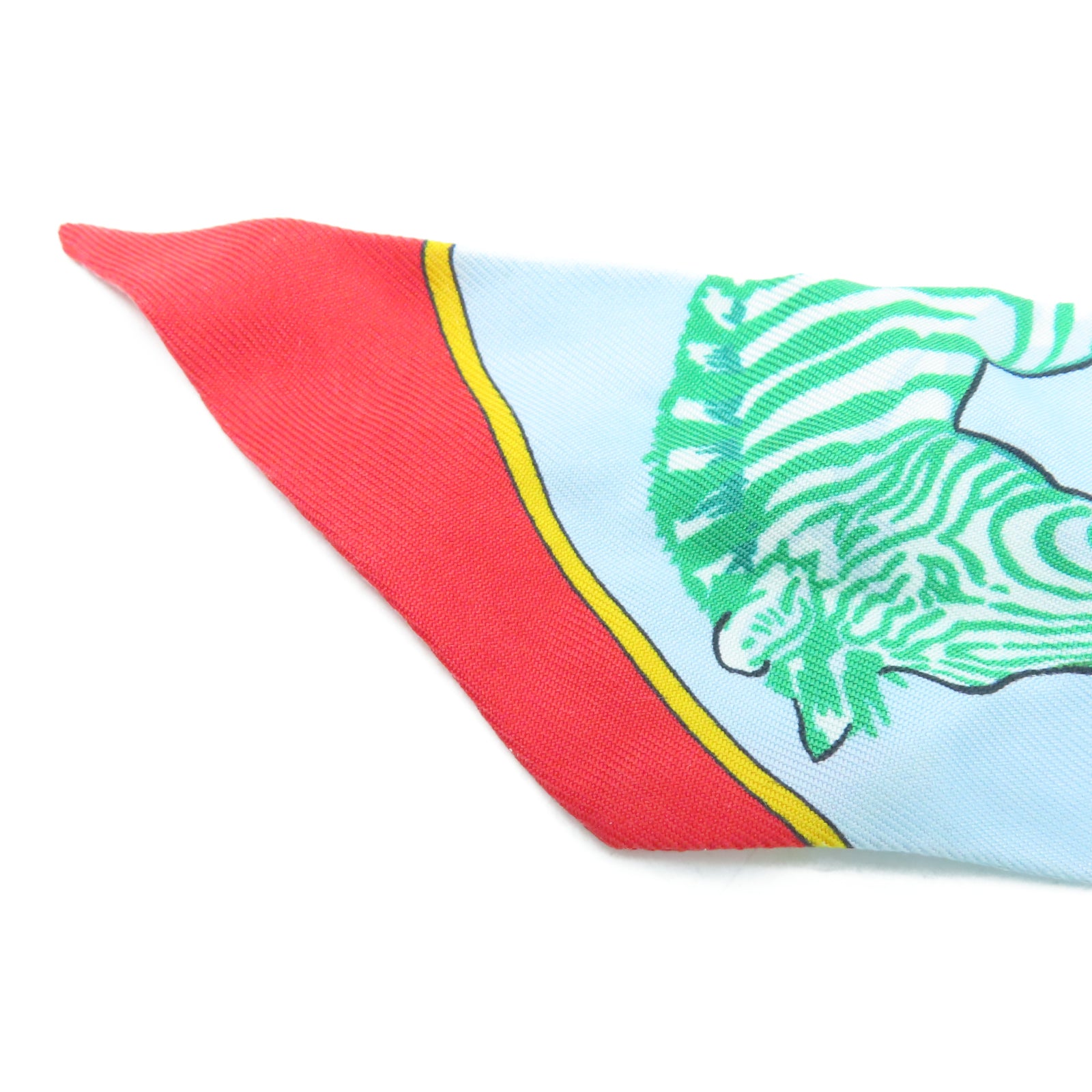 HERMES 絲質Twilly絲巾藍色/綠色