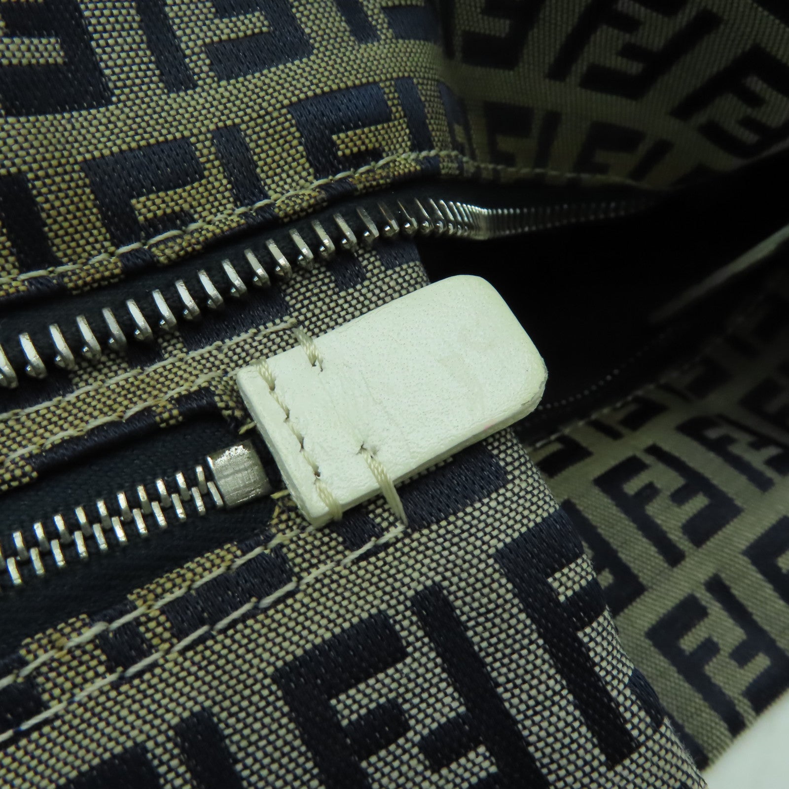 FENDI 帆布Tote Bag銀扣肩背袋啡色