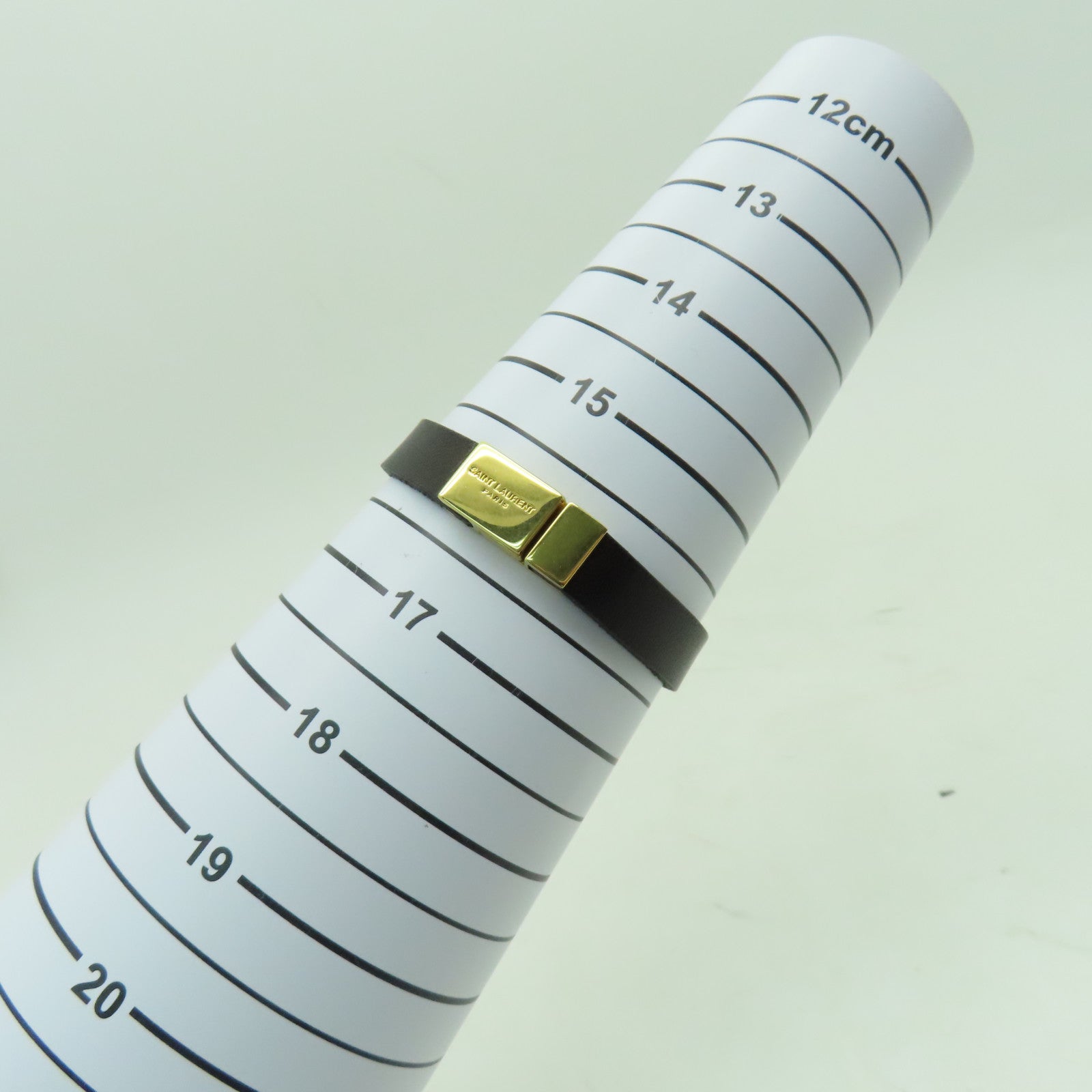 SAINT LAURENT 牛皮皮革Bracelet金扣手帶黑色