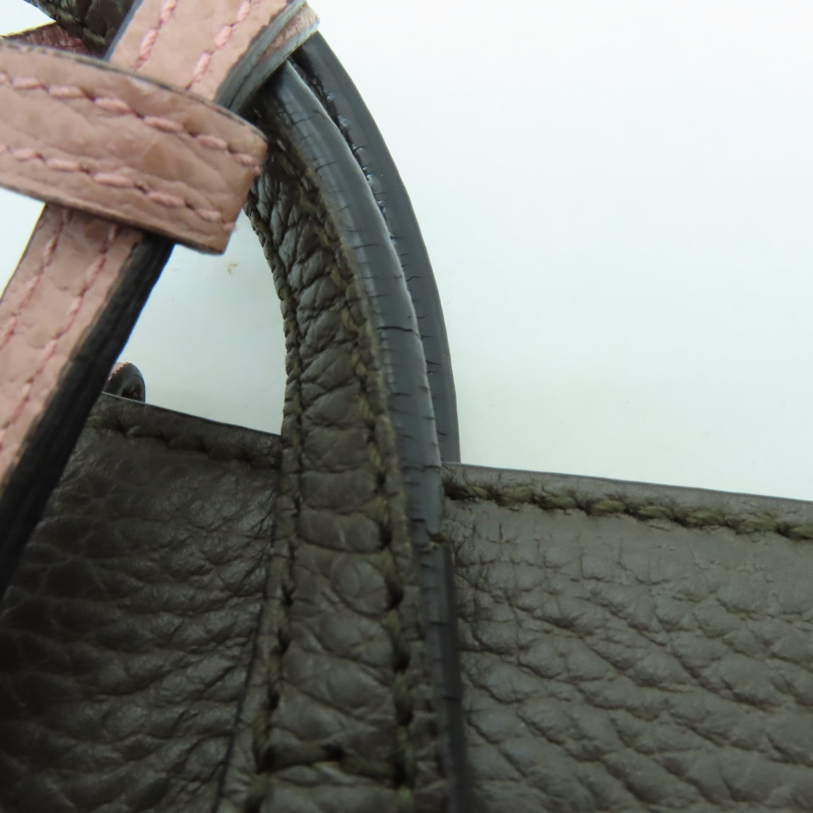 GUCCI 牛皮皮革Tote Bag金扣手挽袋啡色/粉紅色