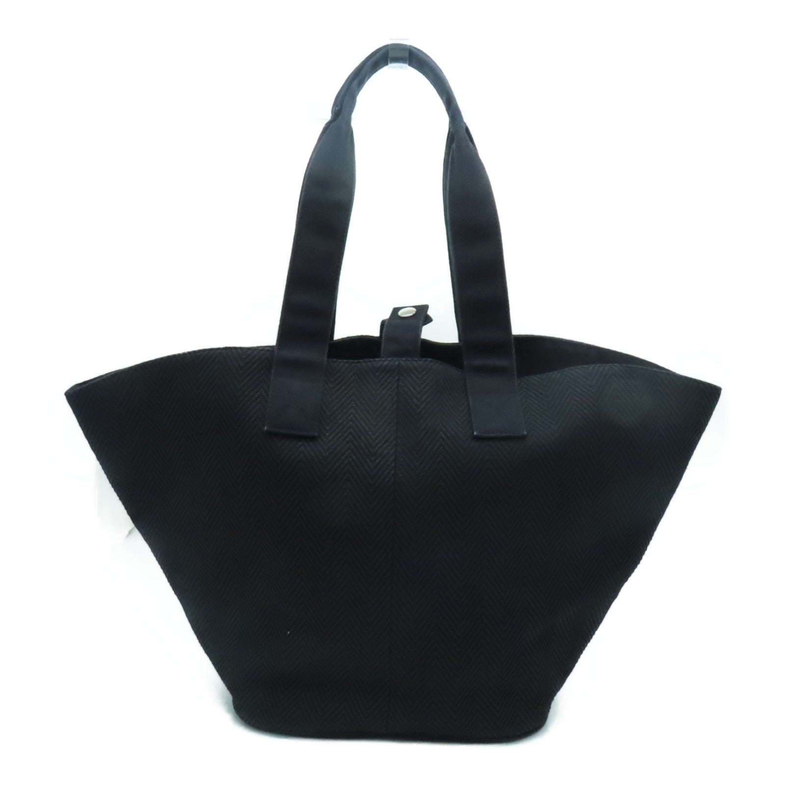 HERMES 帆布Tote Bag银扣手挽袋黑色