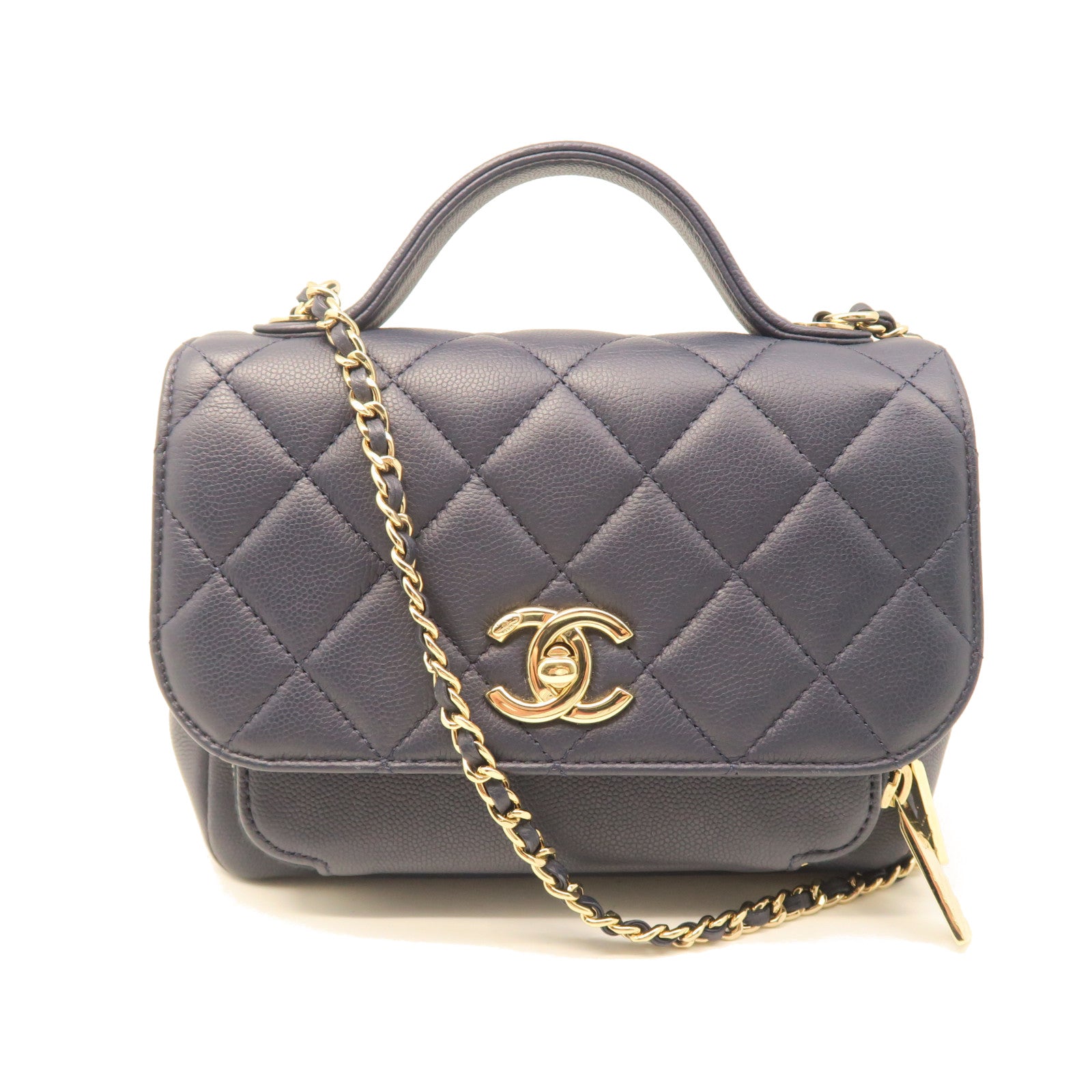 CHANEL rhombic cowhide leather Chain Shoulder gold buckle chain shoulder bag blue