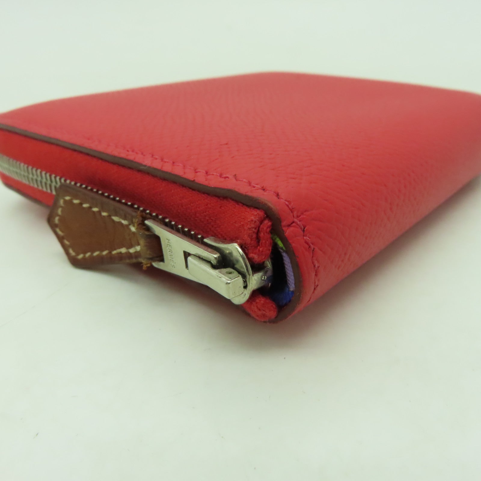 HERMES Epsom皮革Azap Sikin銀扣錢包紅色