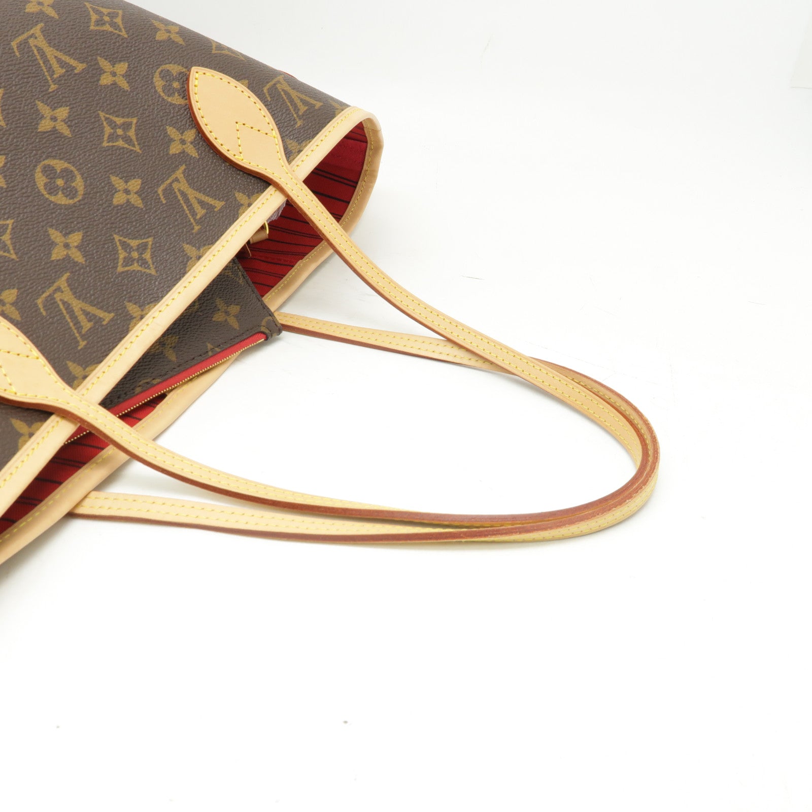 LOUIS VUITTON Monogram Neverfull MM金扣手挽袋啡色