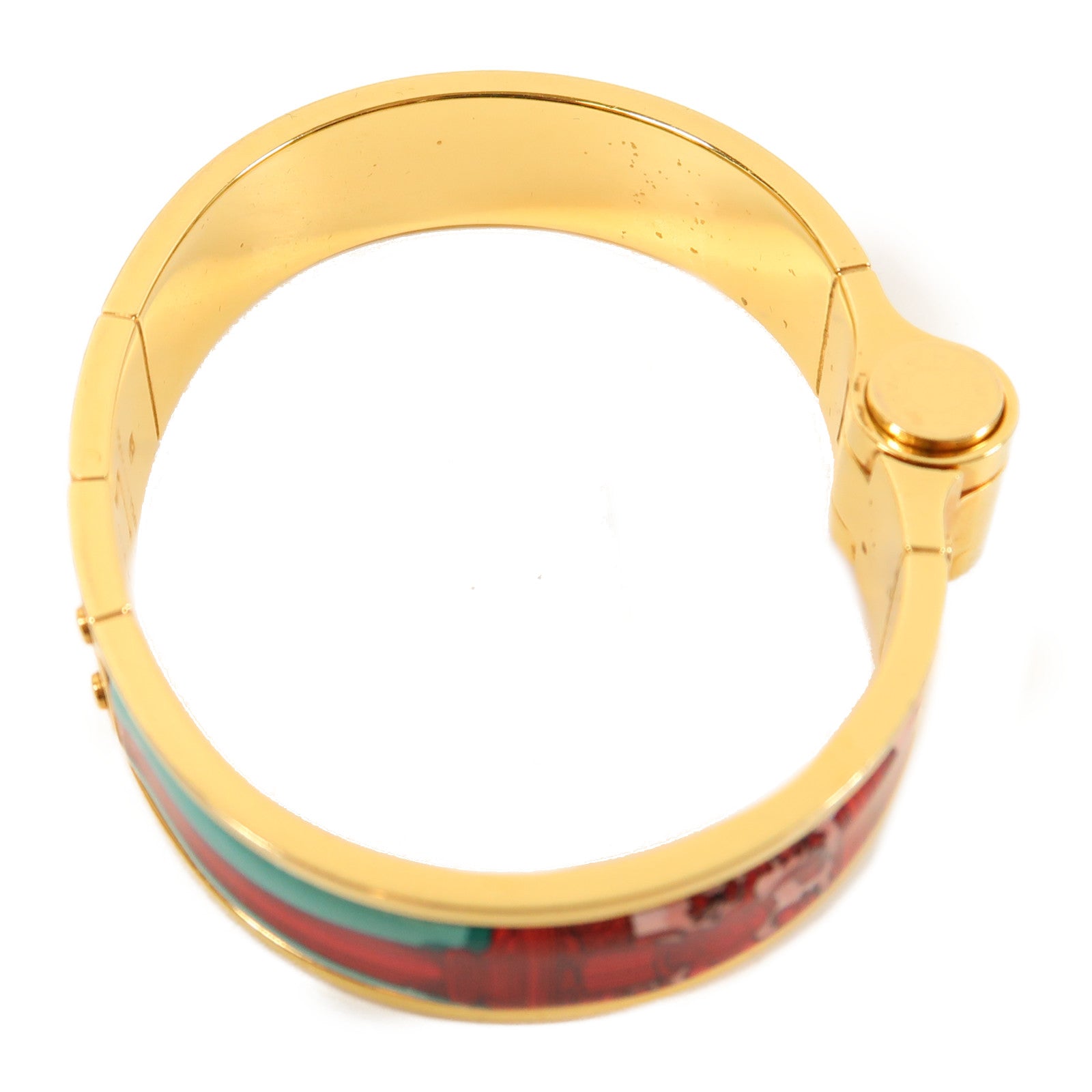 HERMES 金屬Charniere Bracelet金扣手鐲紅色/藍色