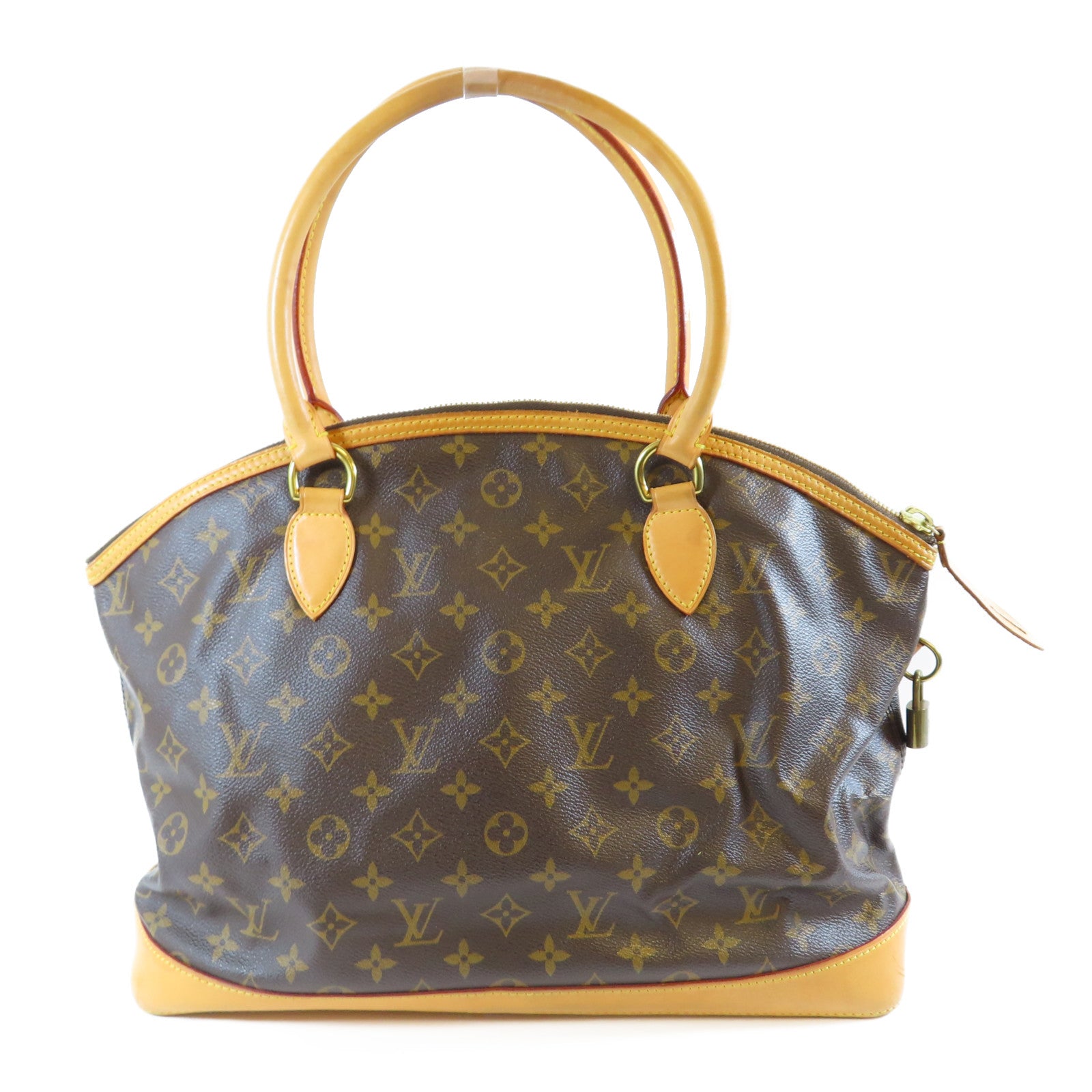 LOUIS VUITTON Monogram Lockit Horizontal金扣手挽袋啡色
