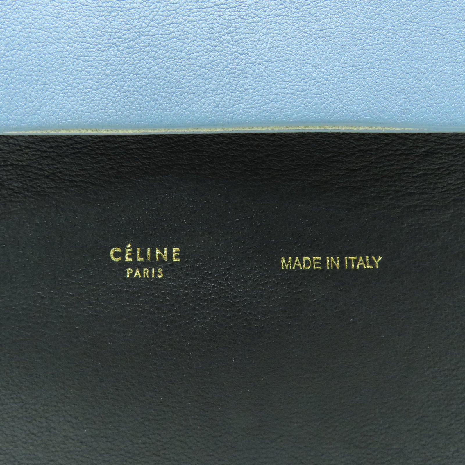 CELINE 牛皮皮革All Soft Bag銀扣肩背袋淺藍色/黑色