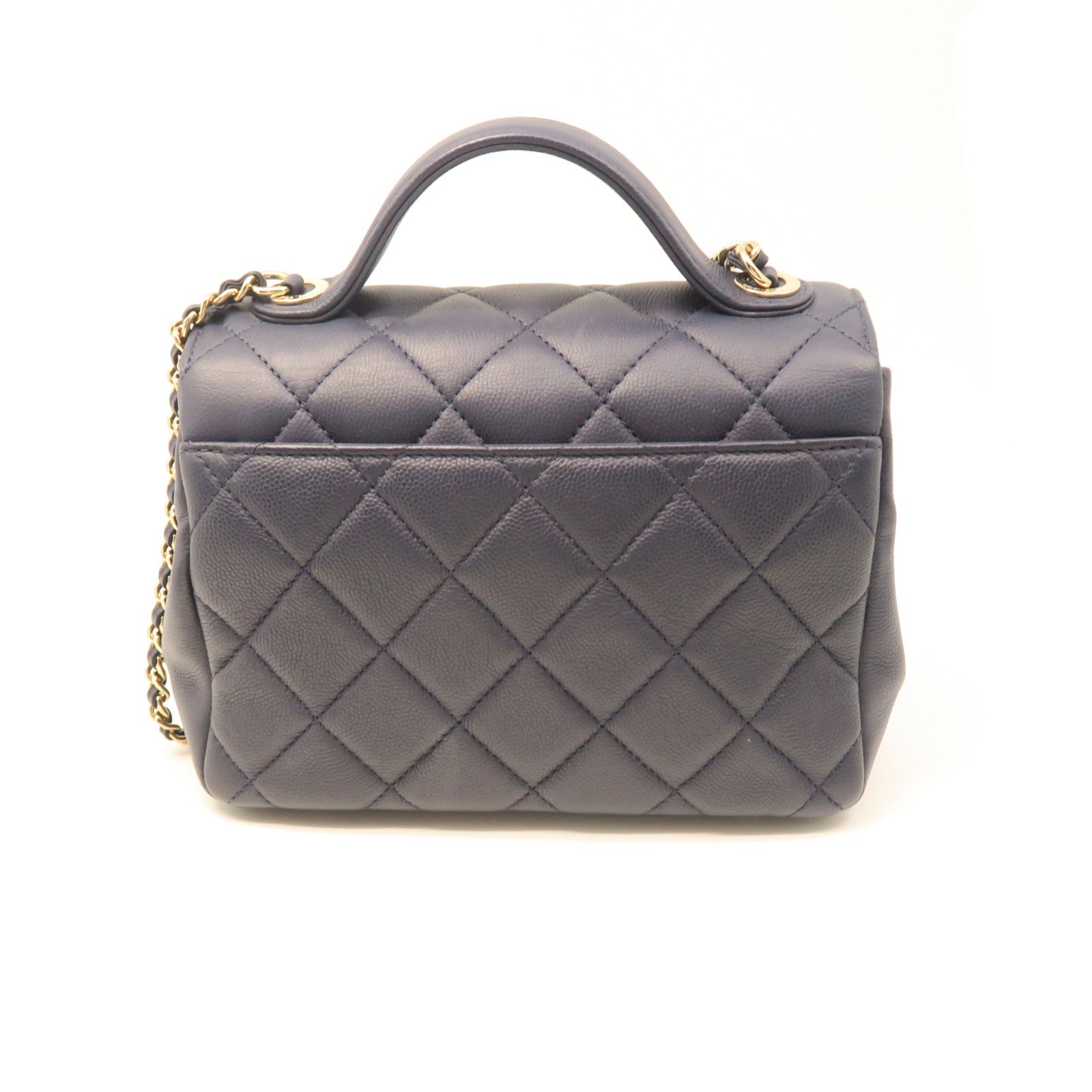 CHANEL rhombic cowhide leather Chain Shoulder gold buckle chain shoulder bag blue