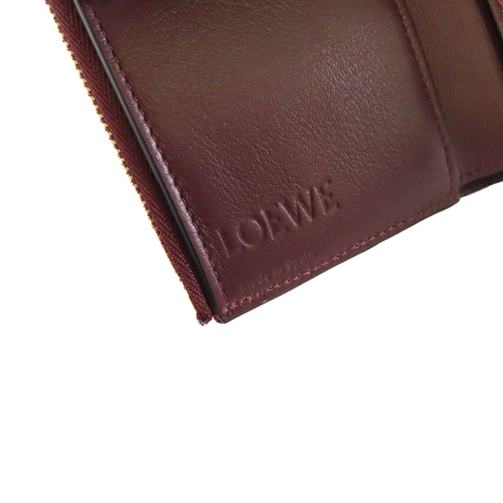 LOEWE 牛皮皮革Vertical Small wallet金扣短錢包紫色