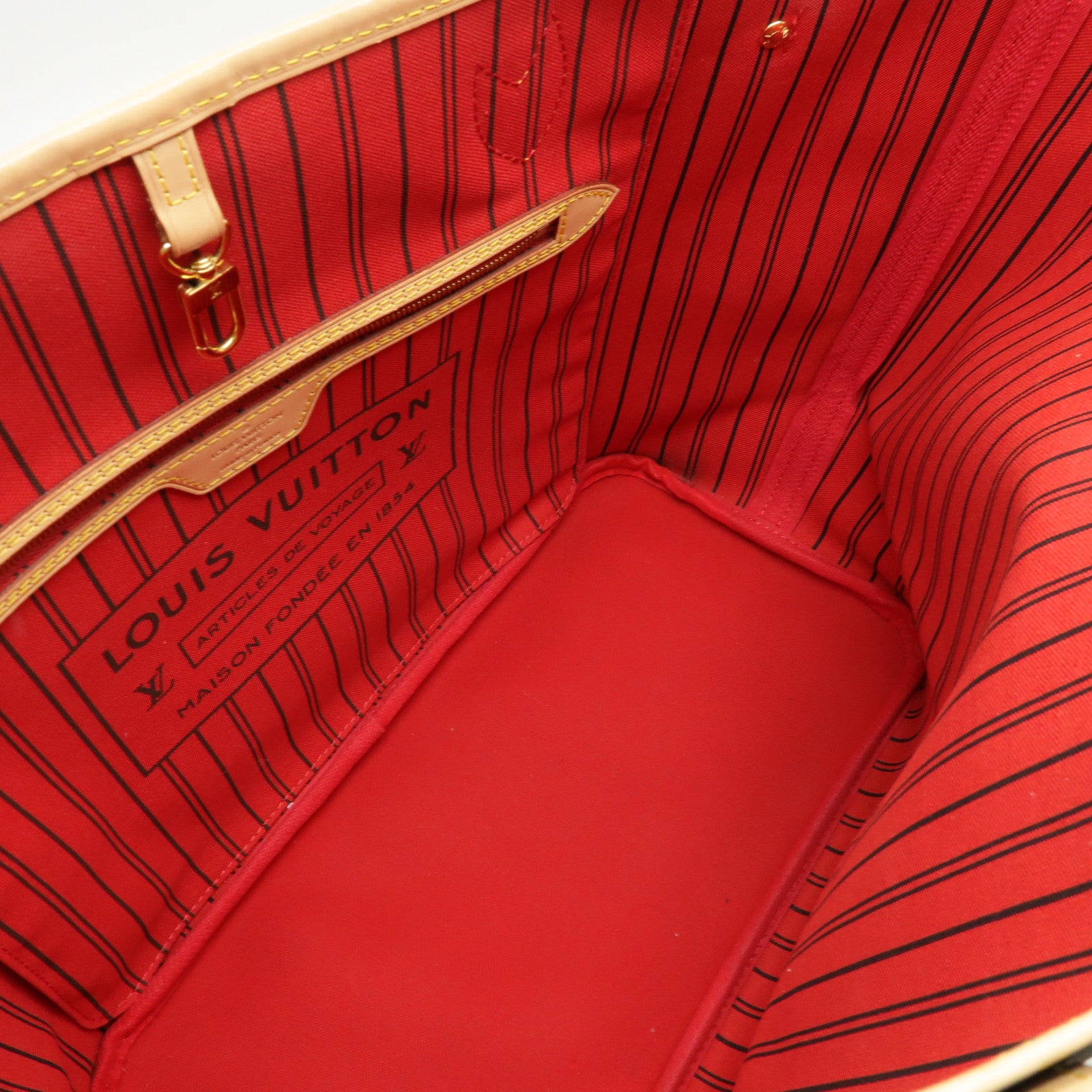 LOUIS VUITTON Monogram Neverfull MM金扣手挽袋啡色