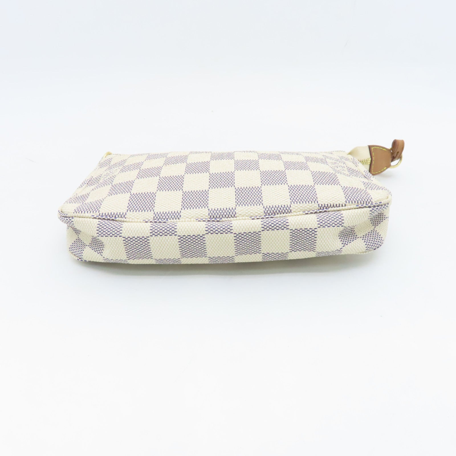 LOUIS VUITTON Damier Azur Pochette Accessories Gold Buckle Shoulder Bag White