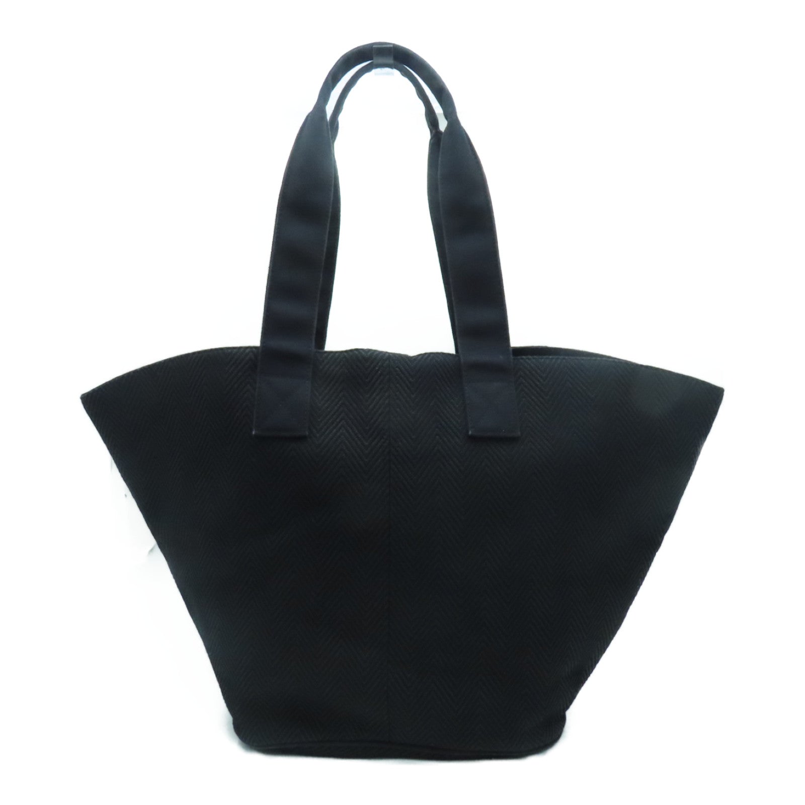 HERMES 帆布Tote Bag银扣手挽袋黑色