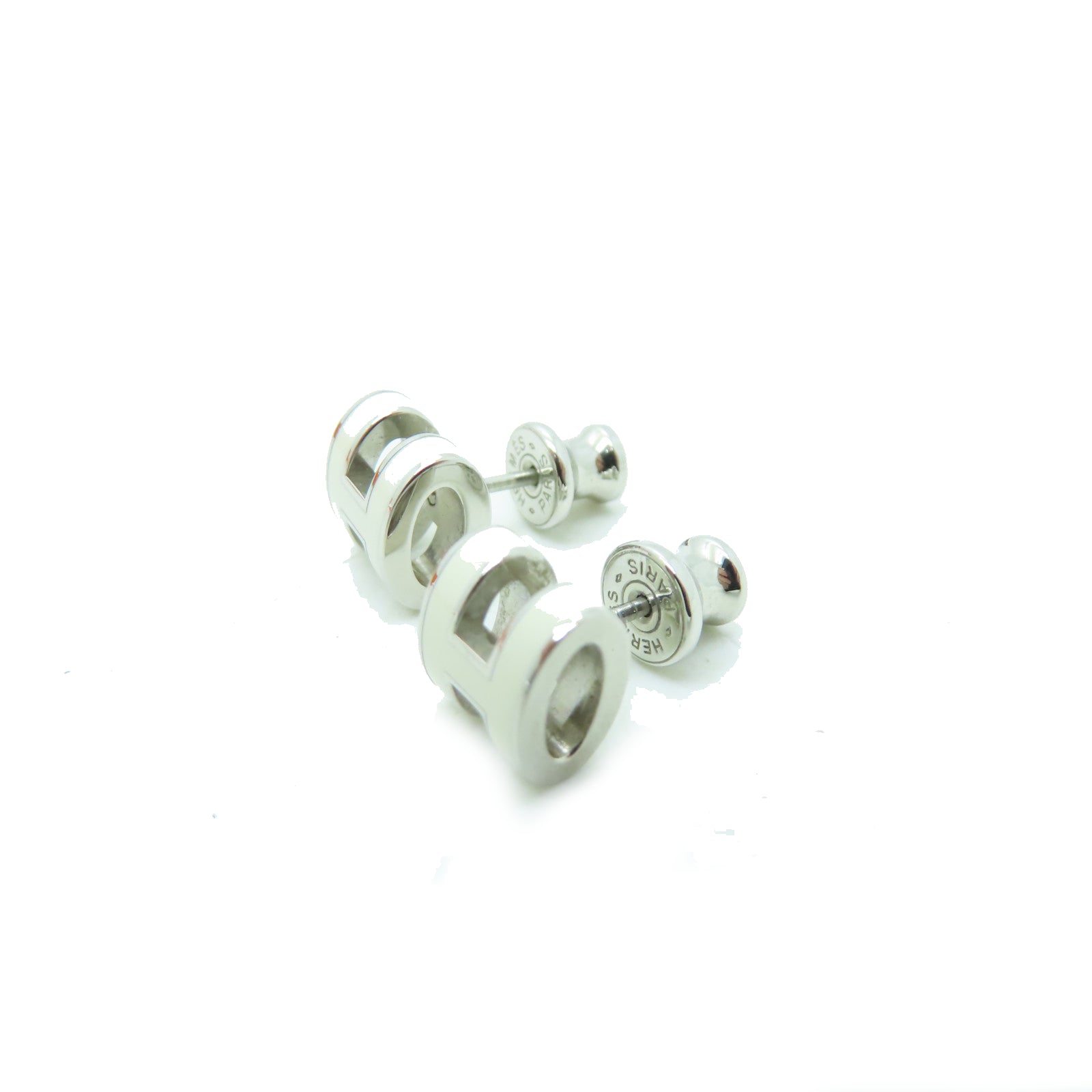 HERMES 金屬Pop H Earrings耳環白色/銀色